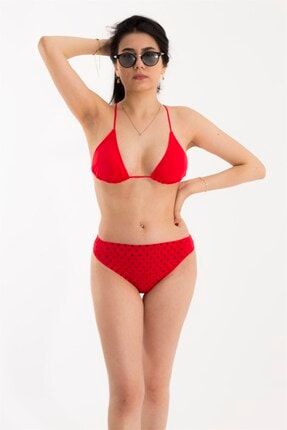 Kırmızı Puantiye Detaylı Bikini Takımı TLSMN1009