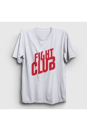 Unisex Beyaz Logo Film Dövüş Kulübü Fight Club T-shirt 244181tt