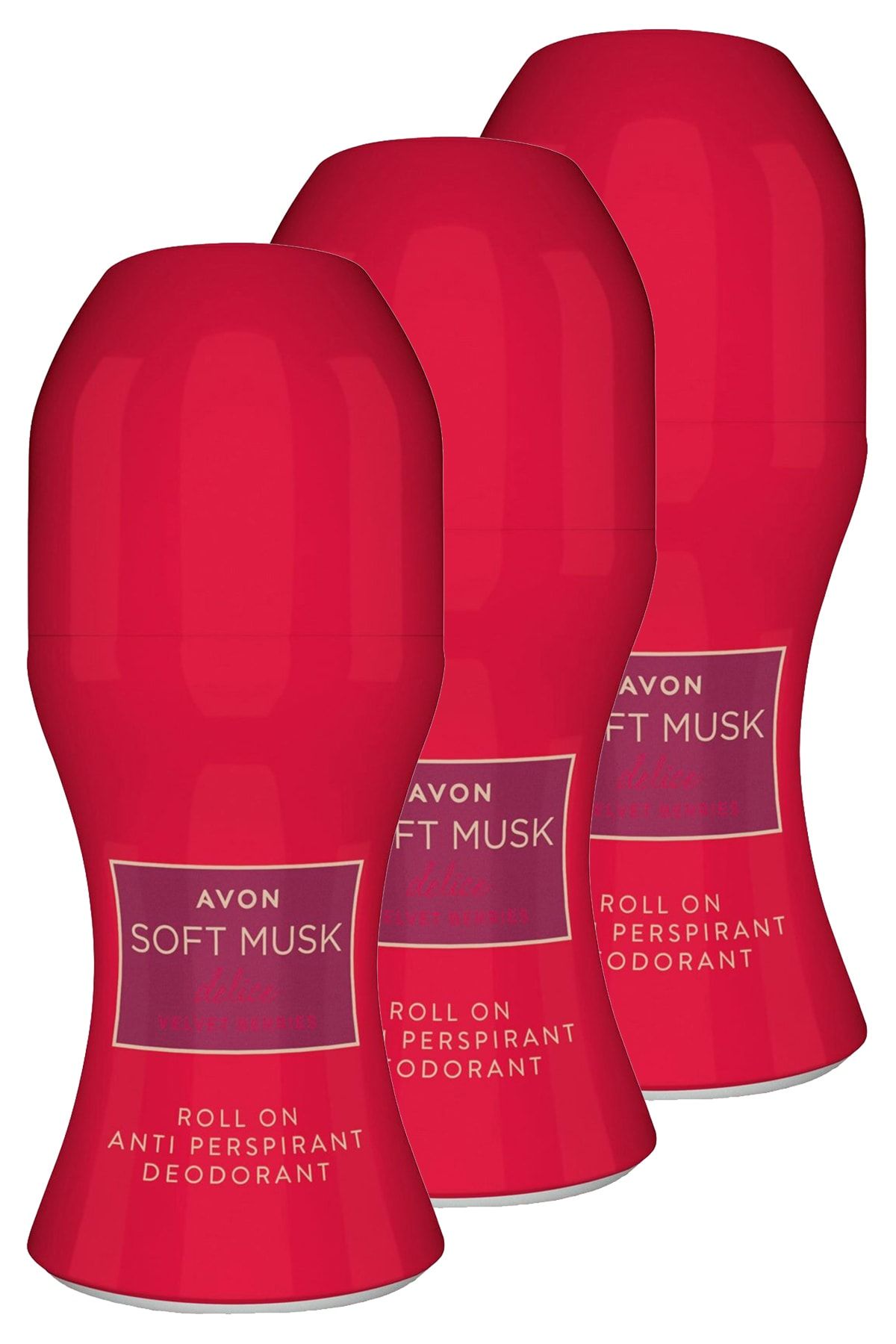 Soft Musk Delice Velvet Berries رولون زنانه 50 میلی لیتری. مجموعه سه تایی Avon