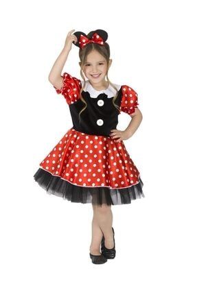 Minnie Mouse Kız Çocuk Elbise Ve Taç Kostüm Seti MSL-71