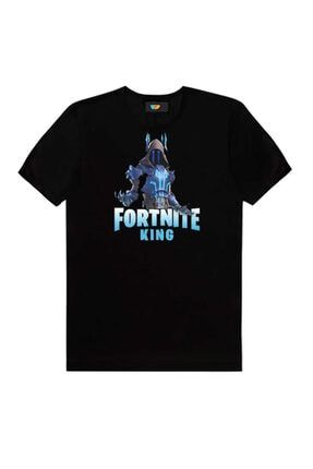Unisex Siyah Fortnite King T-Shirt 05265