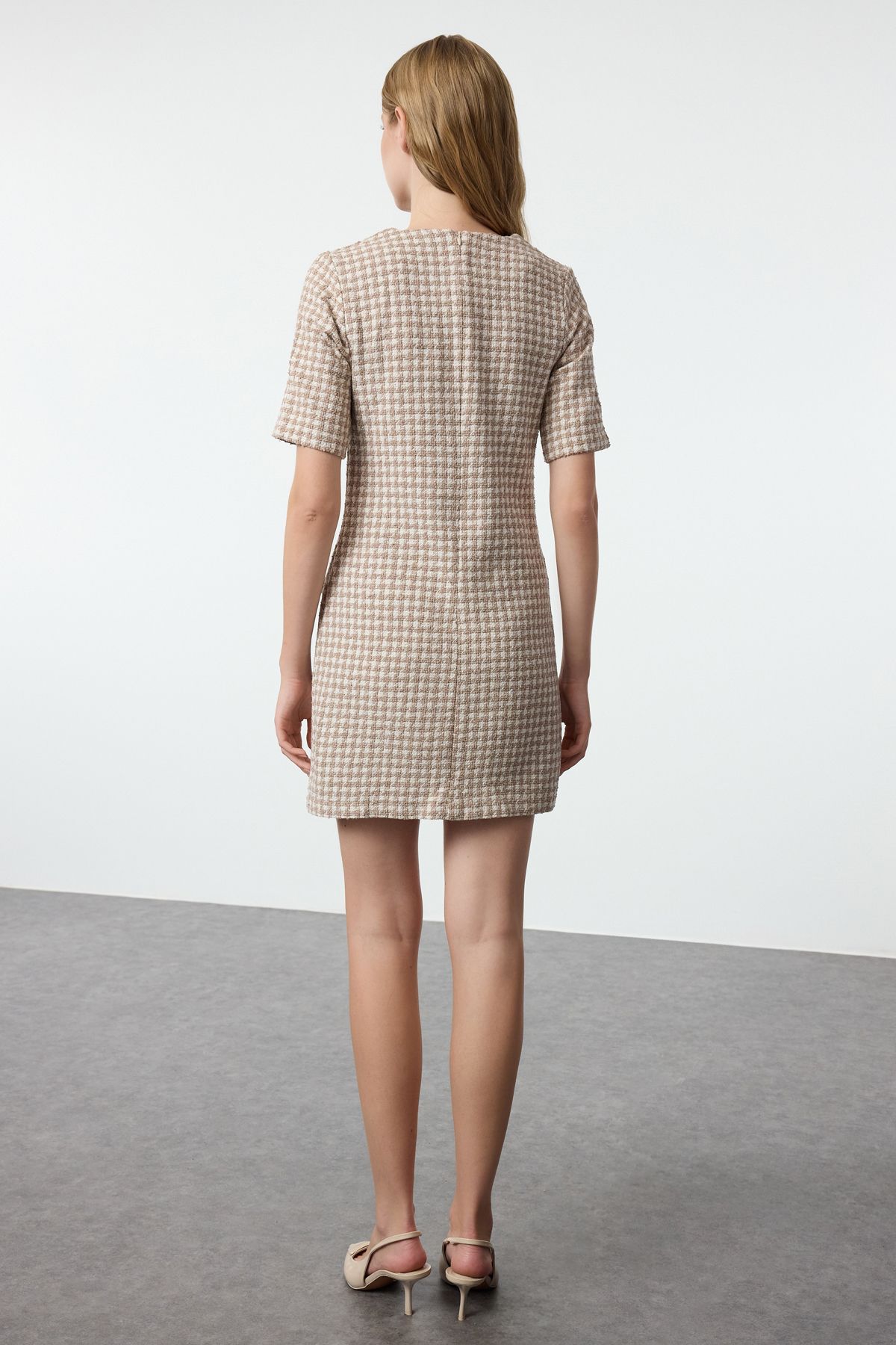Trendyol Collection-Тъкана от туид - рокля с права кройка и копчета Twoaw25el00158 5