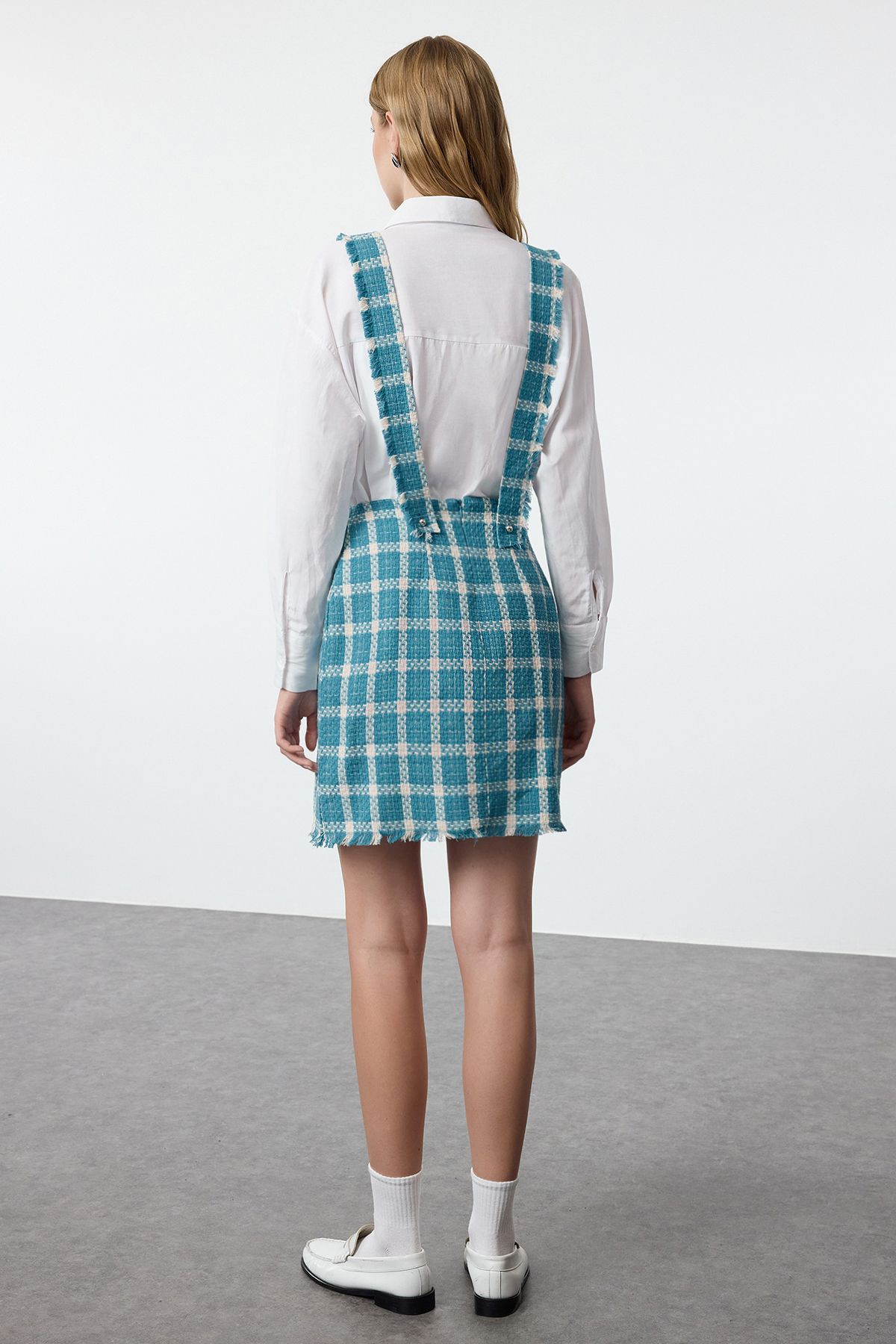 Trendyol Collection-Kockás mintás kék kockás ruha - TWOAW22EL0460 5