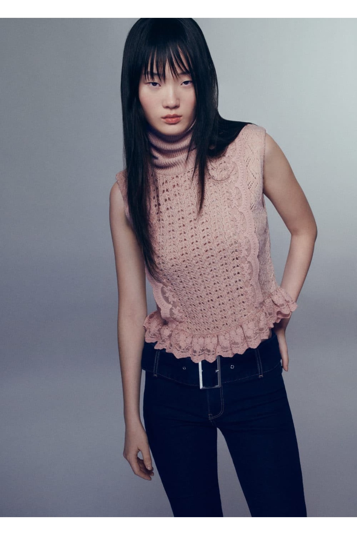 بافت و پلیور زنانه صورتی منگوMANGO | 67070482 اورجینال - تصویر 6