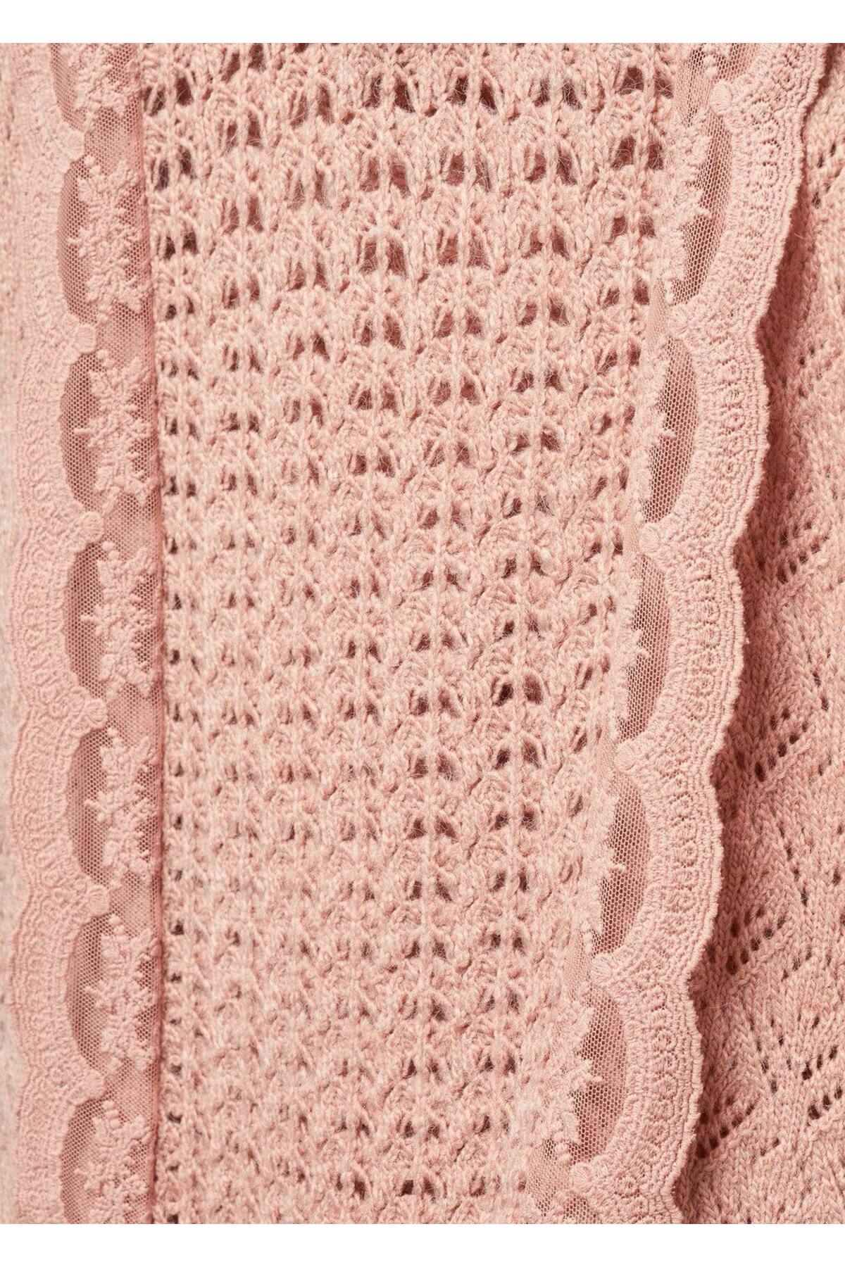 بافت و پلیور زنانه صورتی منگوMANGO | 67070482 اورجینال - تصویر 5