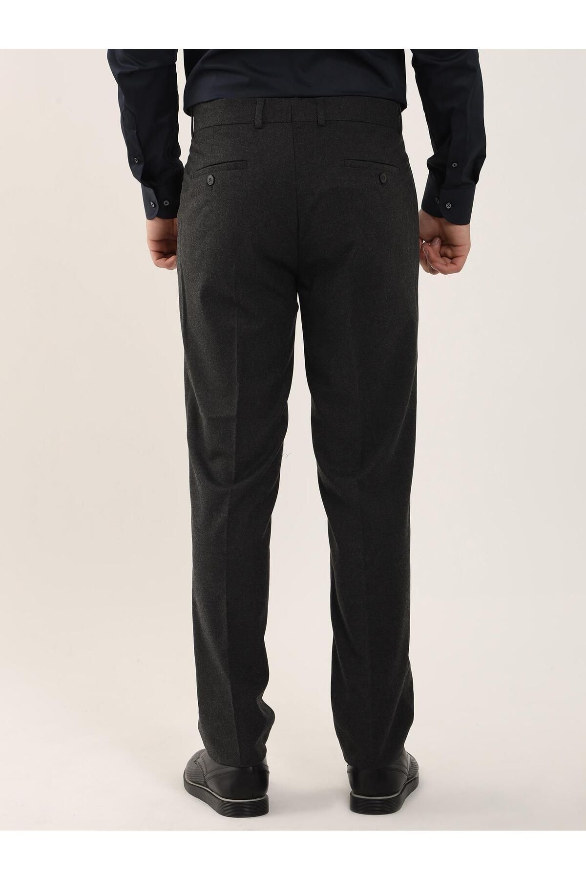 Dufy-Dark Gray Men's Slim Fit Straight Classic Trousers - 94143 4