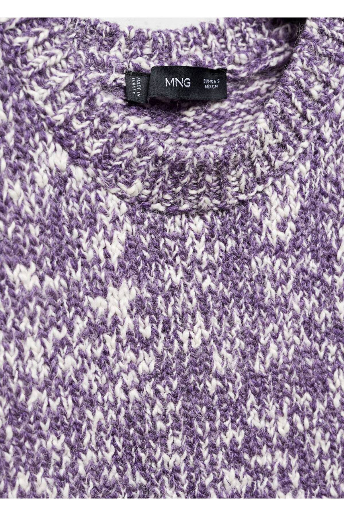 بافت و پلیور زنانه بنفش منگوMANGO | 57035793 اورجینال - تصویر 5
