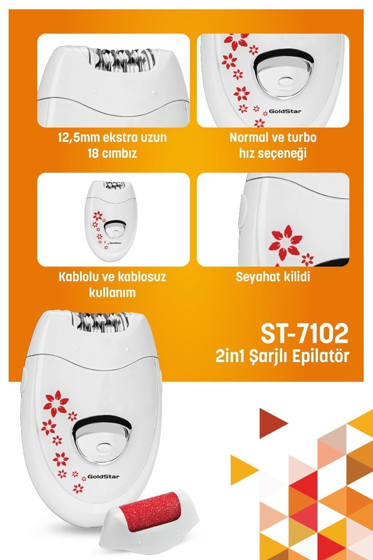 ست اپیلاتور و سوهان پاشنه قابل شارژ 2 در 1 مدل St-7102 - TYC00464389853 — تصویر 8 از 8