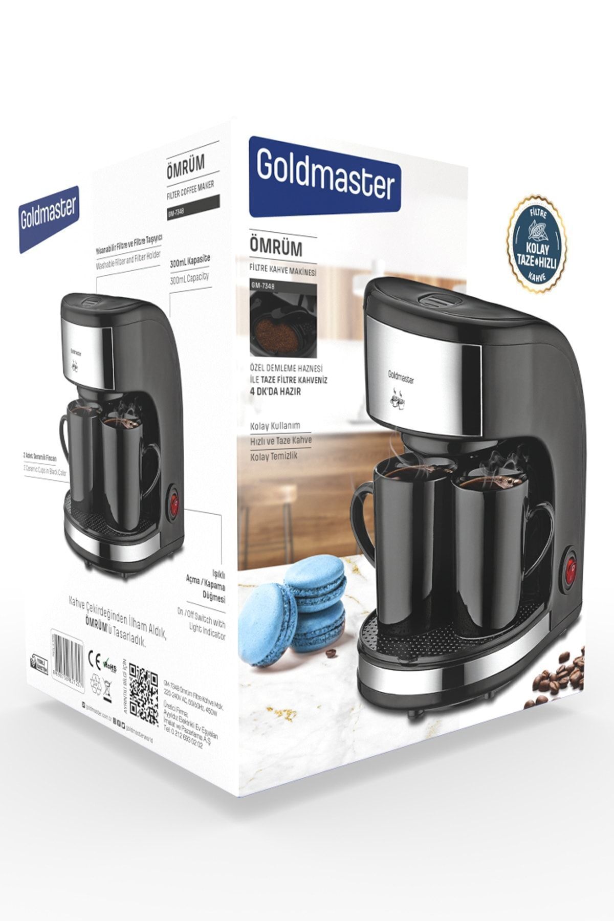 GOLDMASTER-Ömrüm Washable Filter, Double Cup, Special Brewed Filter Coffee Machine 8
