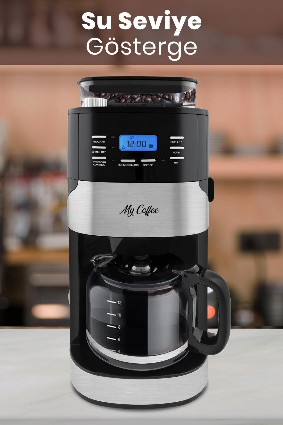 Barista Profesyonel Dijital Zaman Ayarlı Sıcak Tutma Fonksiyonlu Öğütücülü Filtre Kahve Makinesi 8