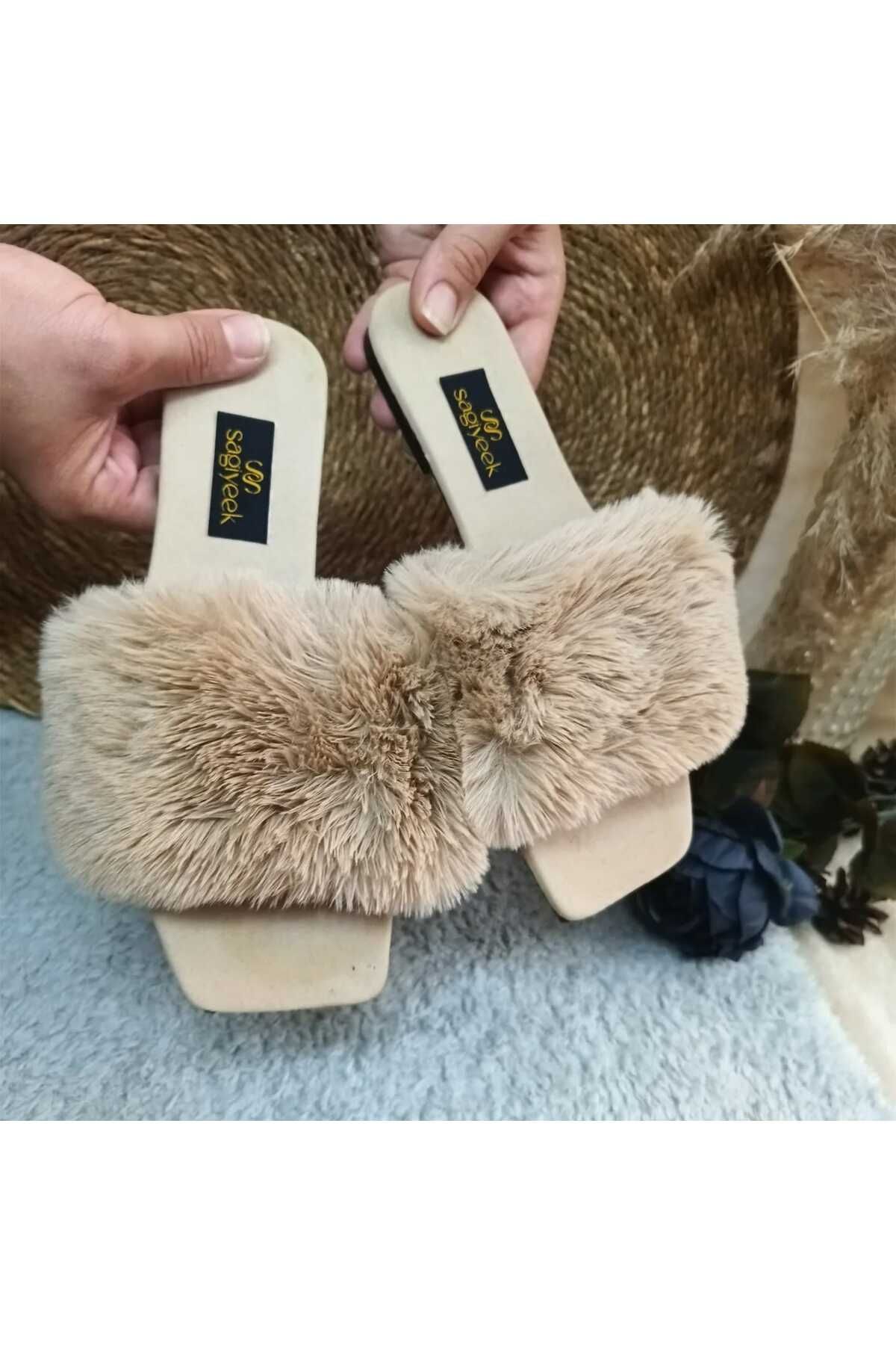 Tam Tüylü Çeyiz Gelin Terliği Günlük Terlik Gecelik Terliği Fantezi Model Terlik