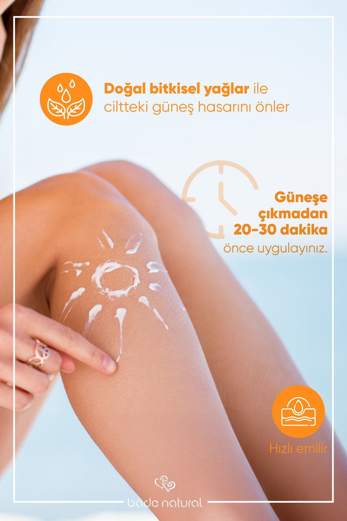 کرم ضد آفتاب بدن 50 SPF صورت و شیر 100 میل Bade Natural