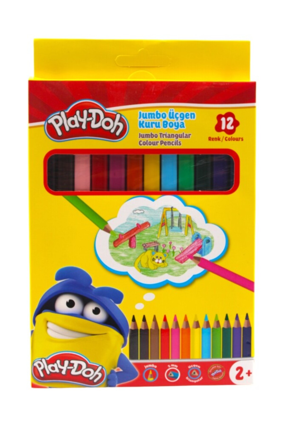 Play Doh Play-Doh Jumbo Üçgen Tam Boy 12li Kuru Boya Ku008