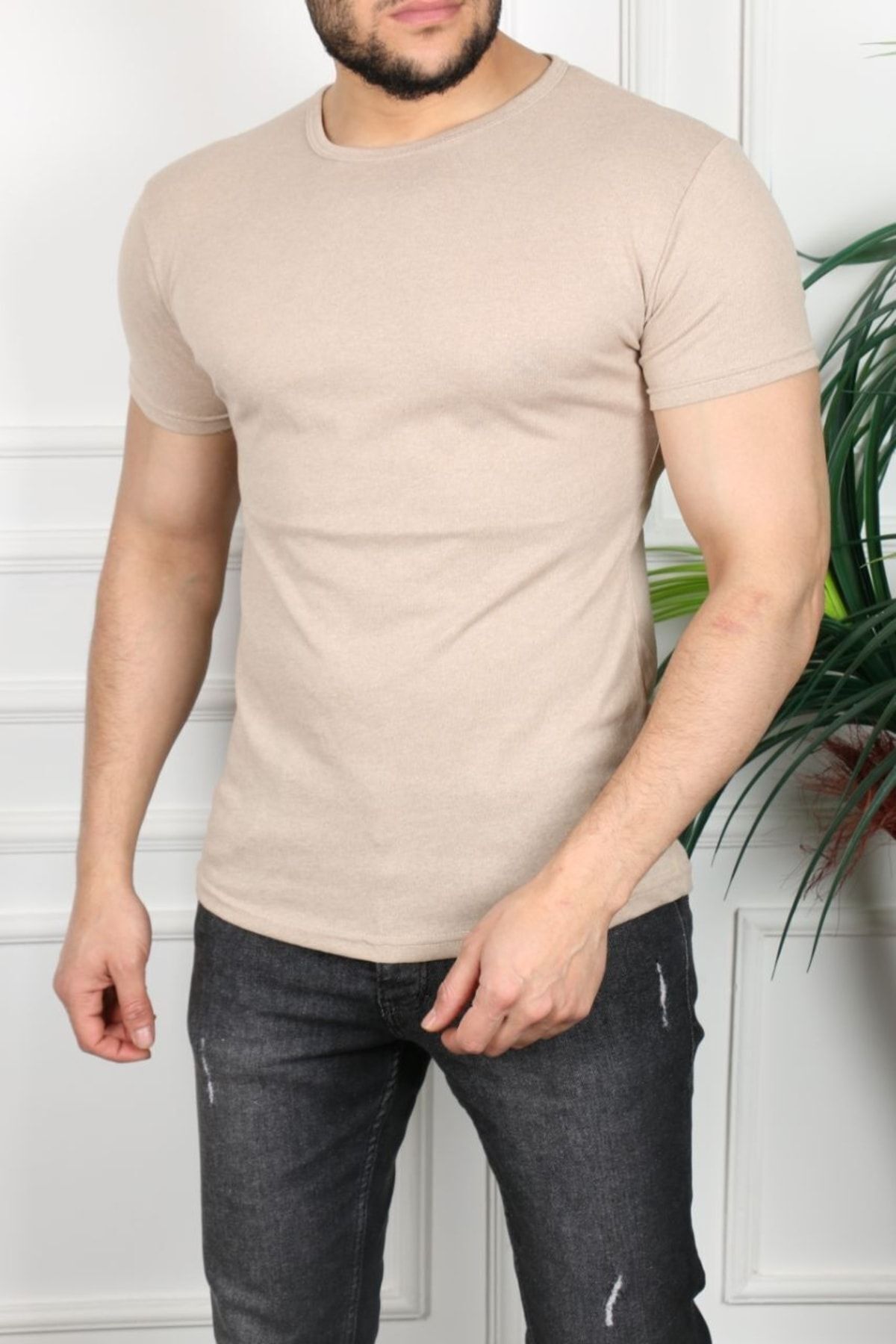 ŞENOL ÇARŞI-Beiges Slim Fit T-Shirt für Herren 1