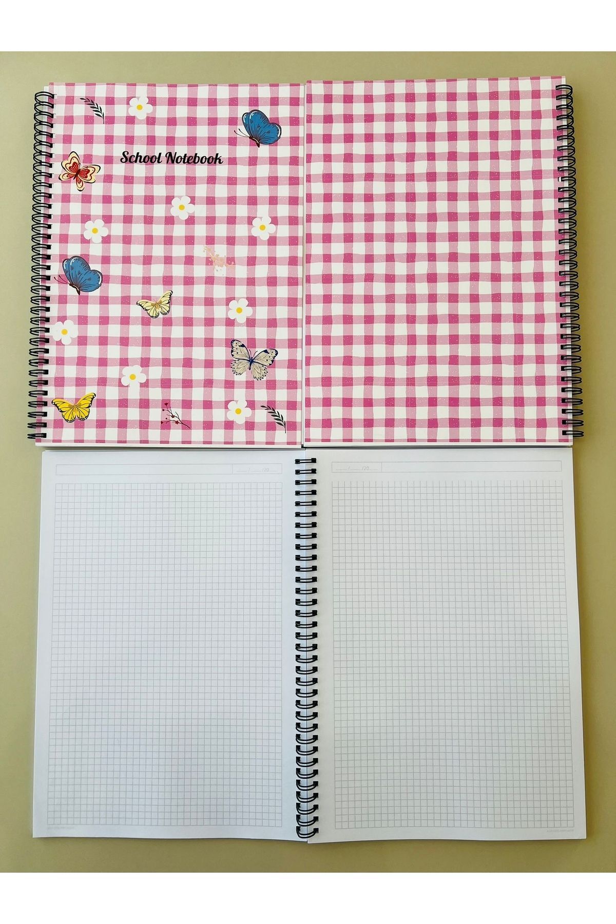 ADA OFİS KIRTASİYE-A4 Spiral School Notebook - 80 Sheets, 2 Squares and 2 Lines, Set of 4 6