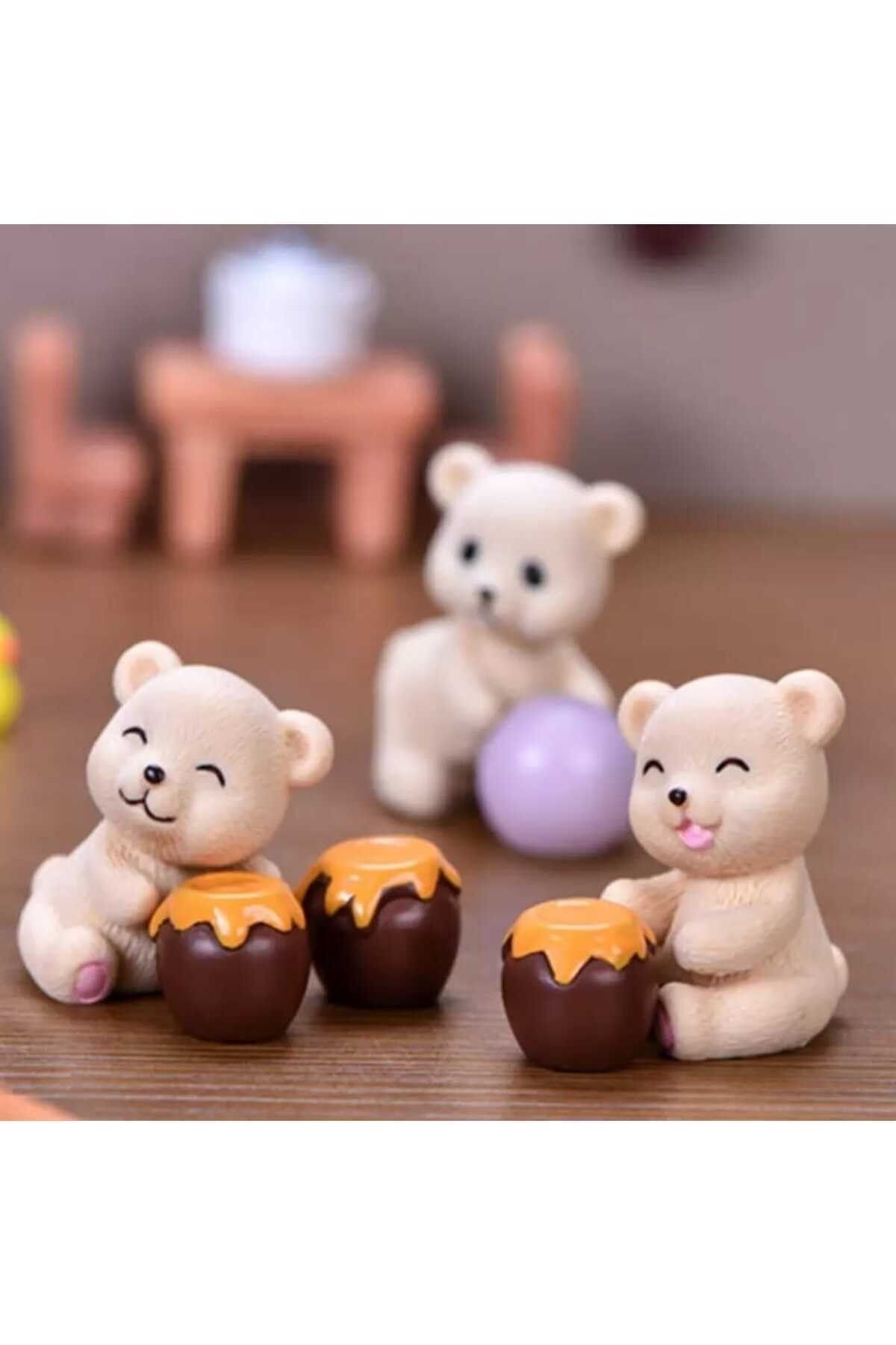 3'lü Ayıcık Maket Kürdanlı Cupcake Pasta Süsü Doğum Günü Süsleri Kürdan Süsü