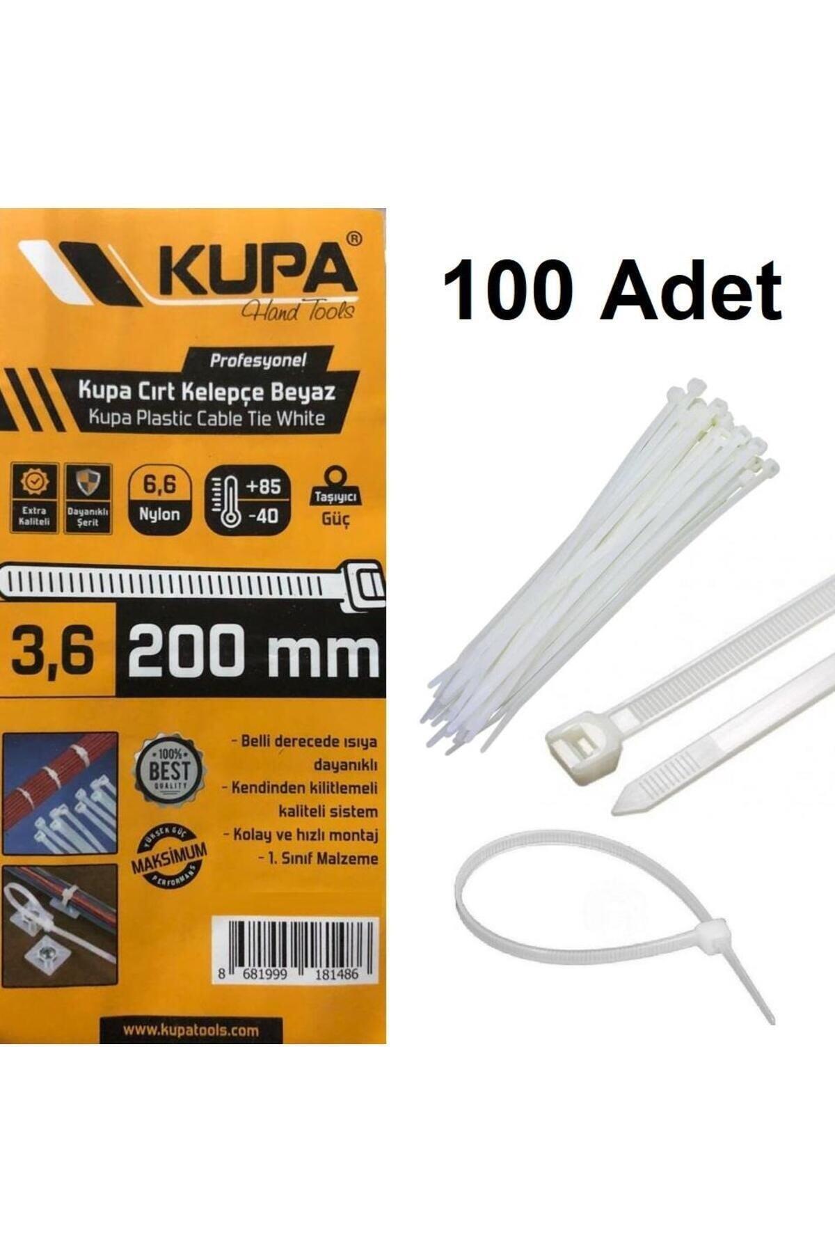 Kupa Plastik Cırt Kelepçe Beyaz 3.6 x 200 mm. - 100 Adet