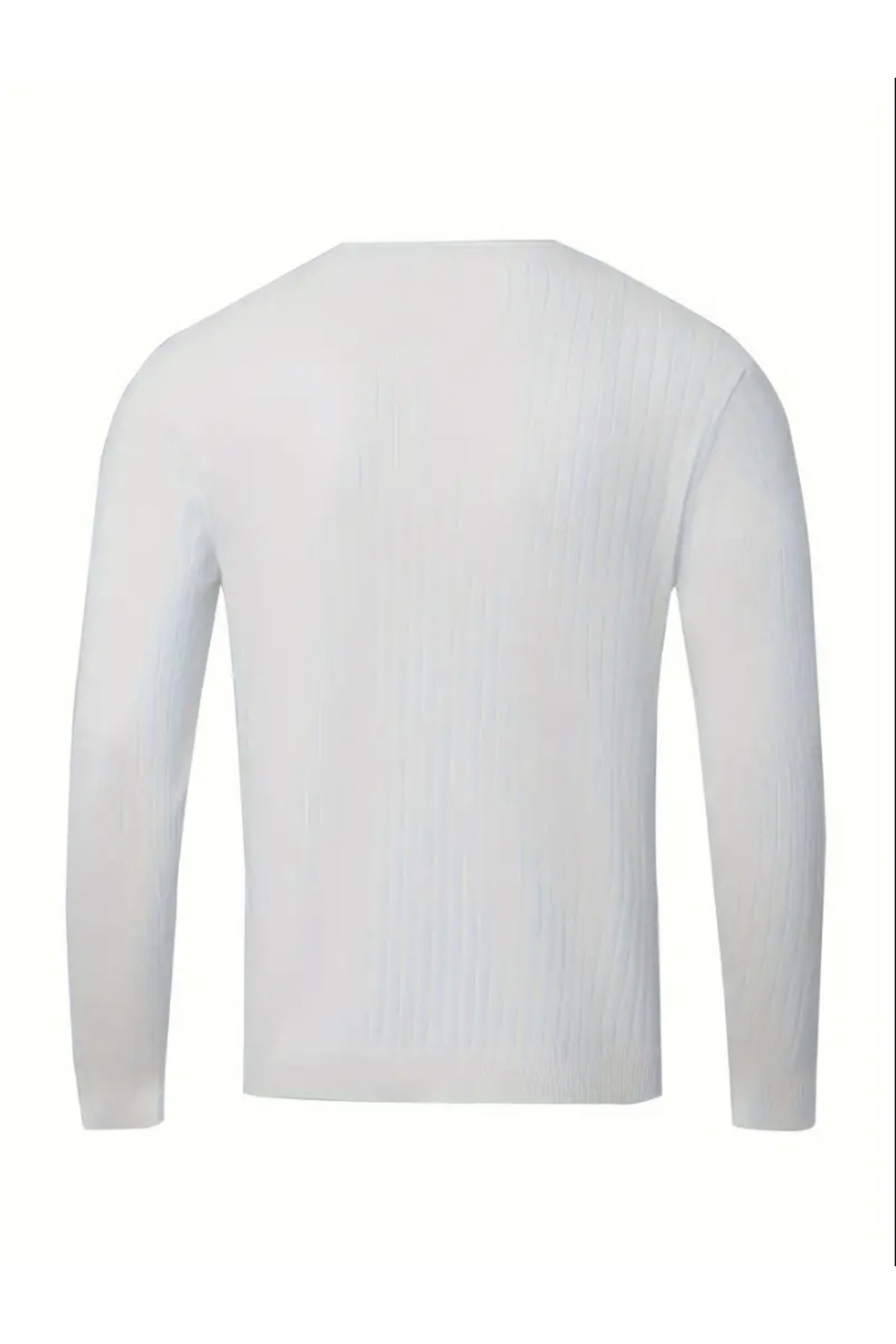 Erkek Beyaz Bisiklet Yaka Slim Fit Triko Kazak — سفید CS18194 — تصویر 2 از 5