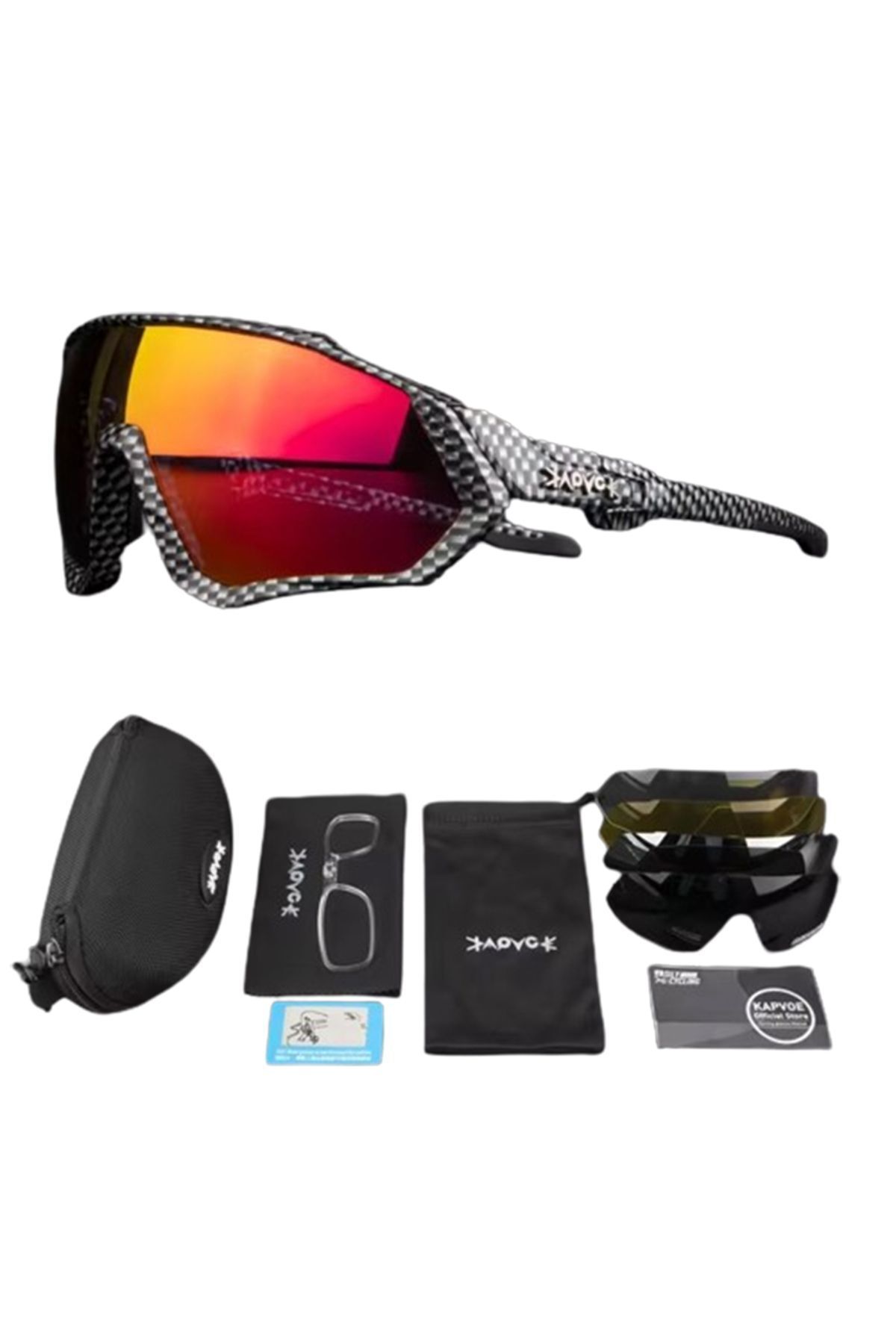 KAPVOE Cloudy Değişebilir 5 Lens Mtb Polarize Bisiklet Spor Dağ Kayak Gözlüğü