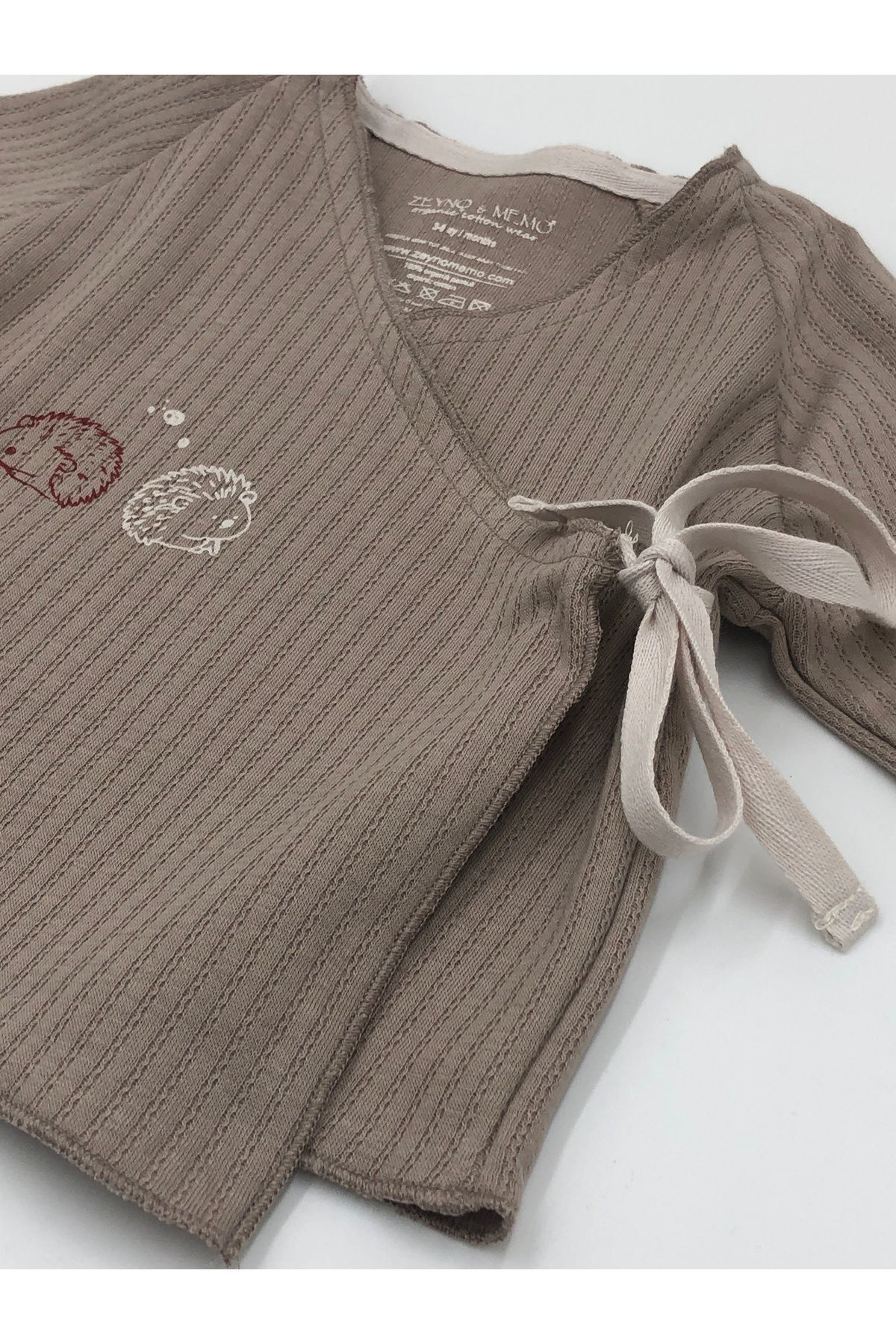 Zeyno ve Memo-100% Organic Cotton Front Tie Puffer Patterned Top / Apron / Booties Pants Set 5
