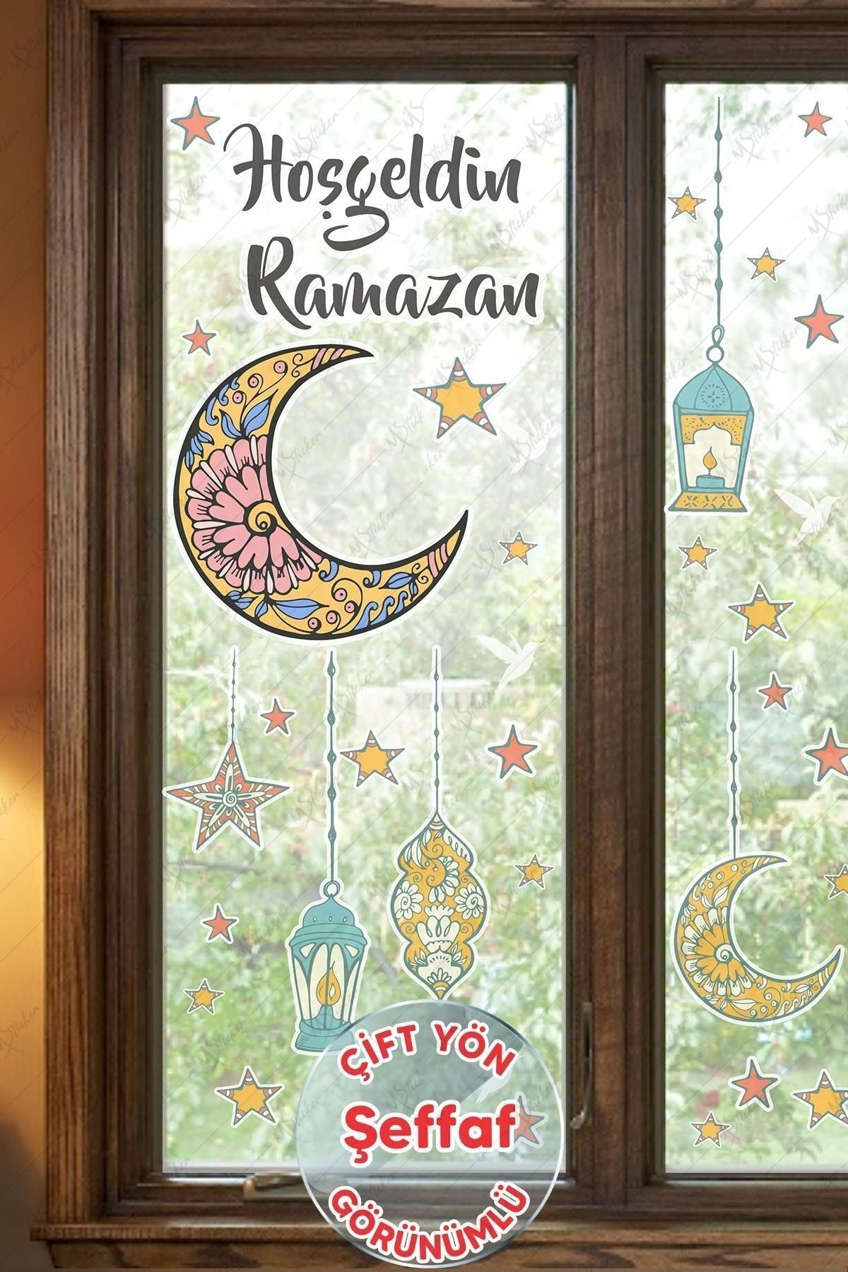 Welcome Ramadan Sticker Set Ramadan Candles Crescent And Star Figure-transparent