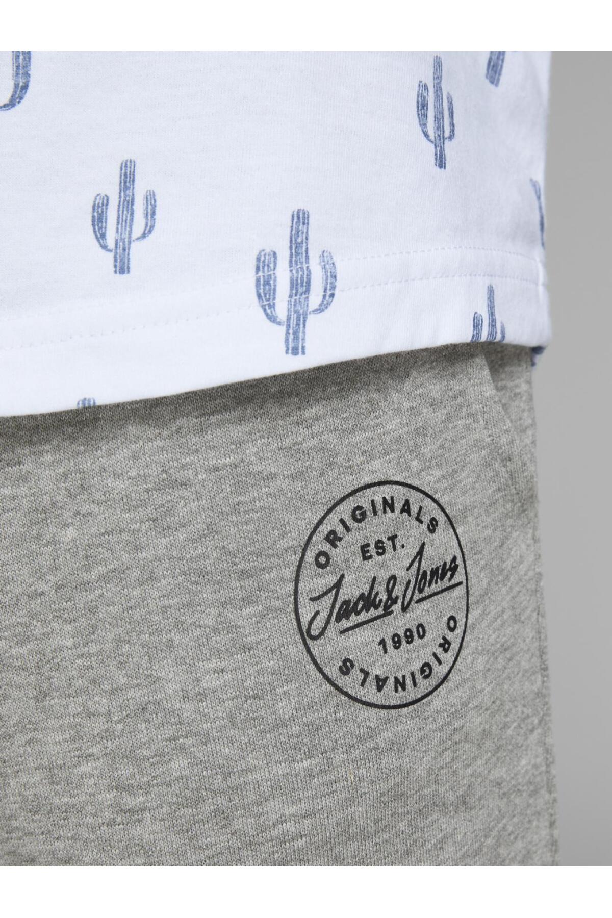 شلوار گرمکن ورزشی جک اند جونز مردانه پنبه - الاستین خاکستری  راسته     Yuvarlak  | Jack & Jones 2KEESBS32218GRI TR - تصویر 5