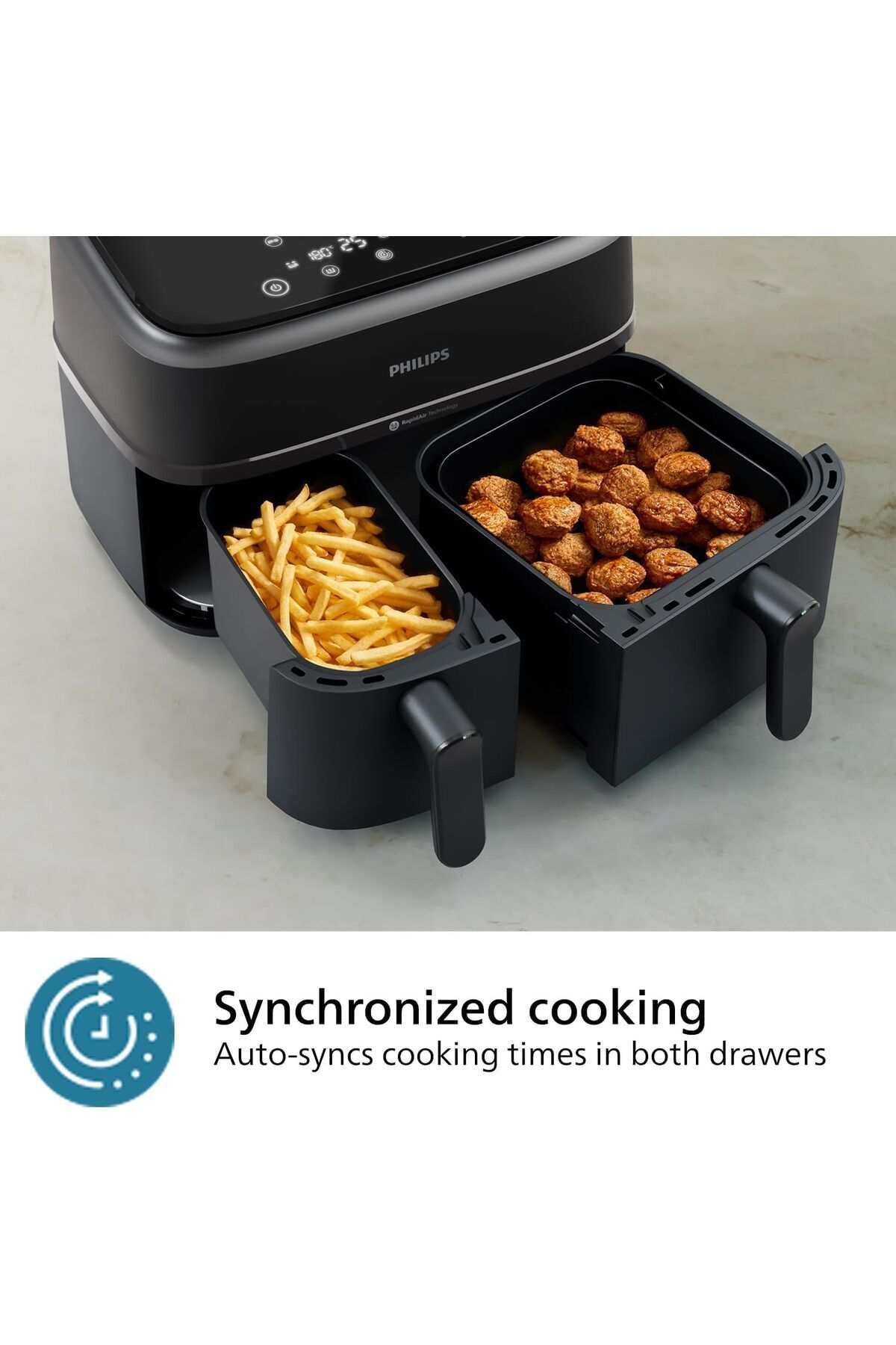 Philips Dual Basket Airfryer 9L 2 Drawer Air Fryer Versatile Large Air