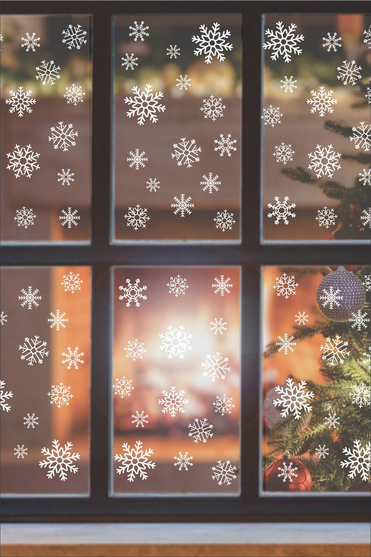 MSticker Kar Taneleri Sticker Seti - Tüm Yüzeylere Uygun Yeni Yıl Kış Temalı Kar Tanesi Yılbaşı Sticker fotoğrafı 2 (önizleme)