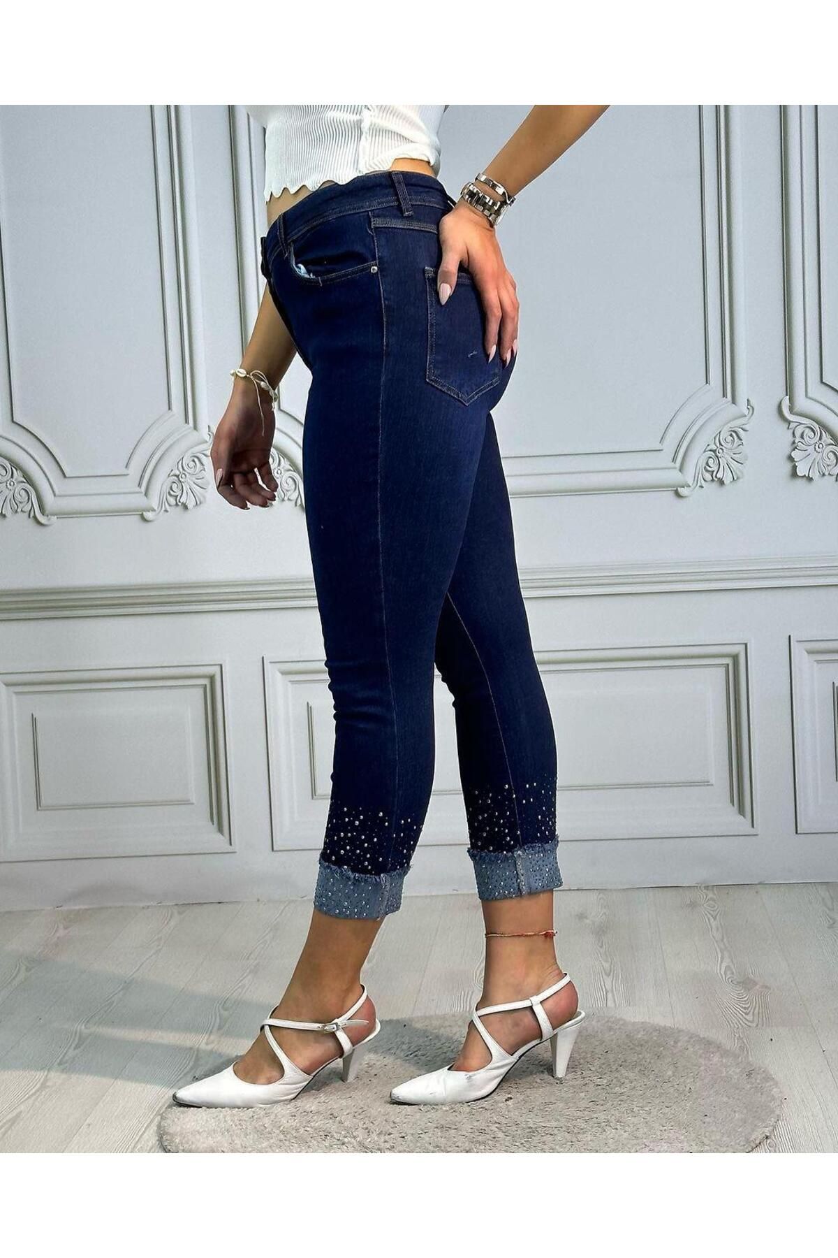 BON TA BONITA LIZ GATTERNER DUBLE CHIMNEY TASLI LIKRAL SHARP CHIMNEY JEANS Trendyol
