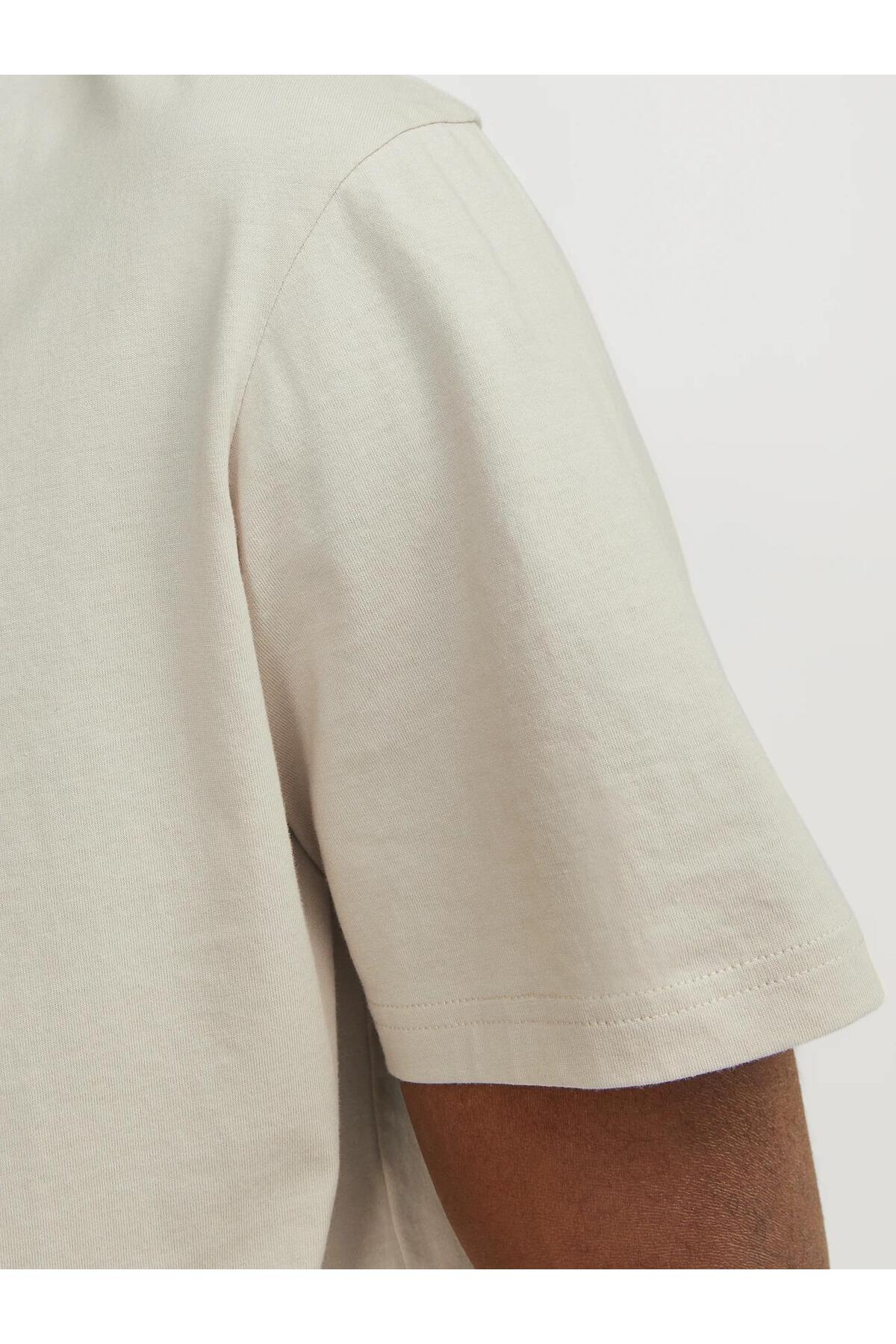 تیشرت مردانه بژ جک اند جونز | 4YETSBS35579 اورجینال - تصویر 5