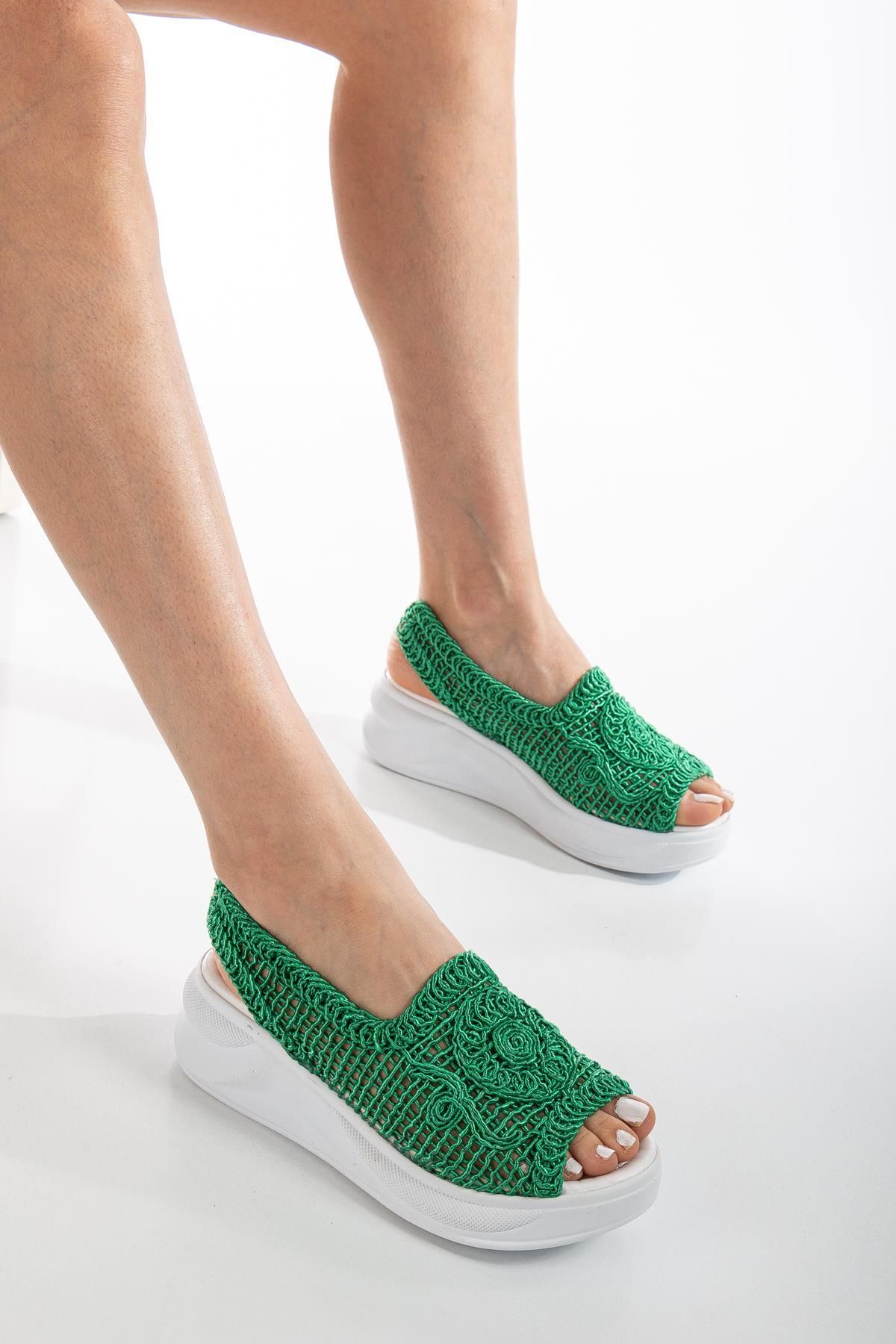 صندل زنانه سبز SUİNS SHOES | MANDY19265 اورجینال - تصویر 2