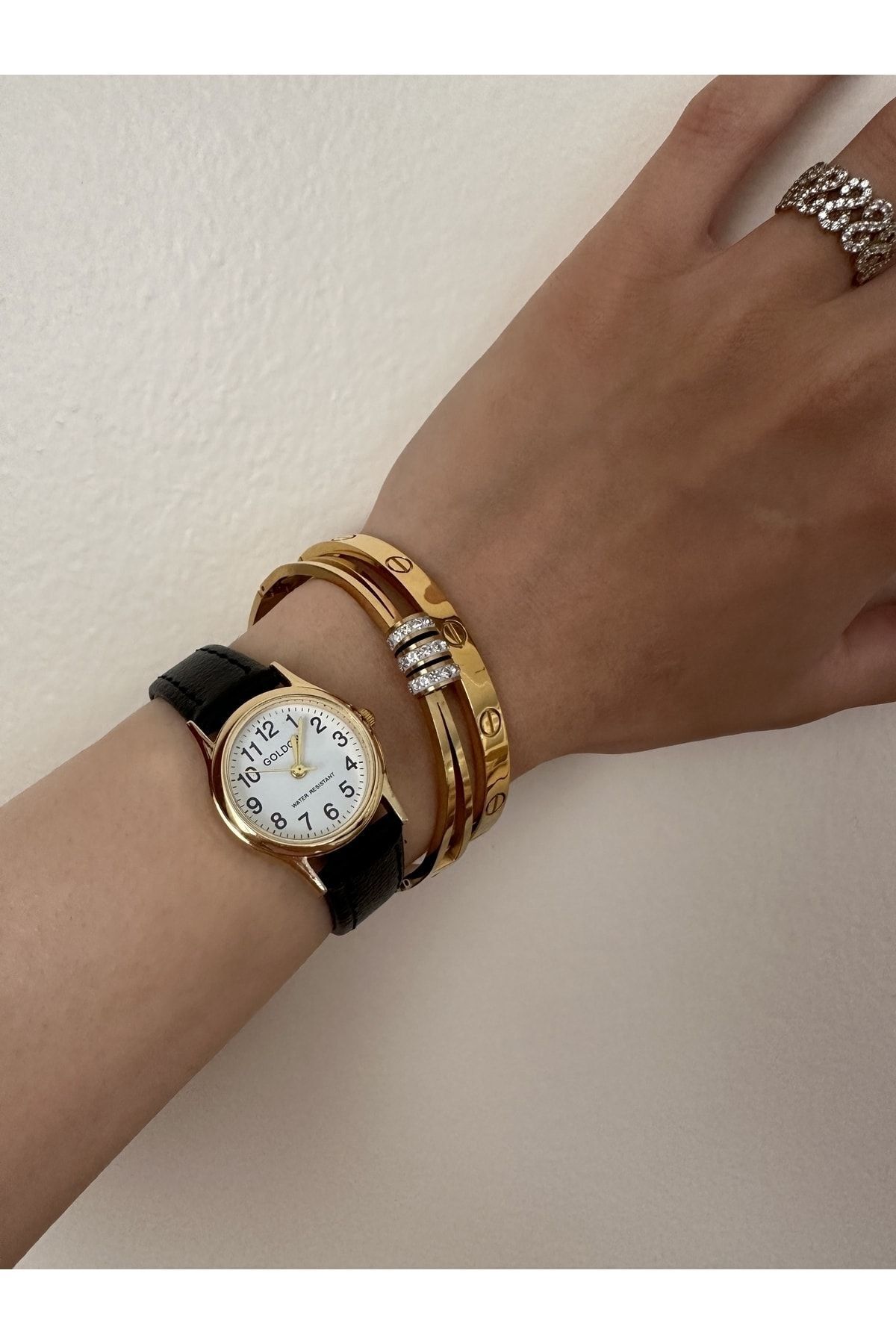 GOLDON  Vintage Stil Deri Kayışlı Kol saati - Görsel 3