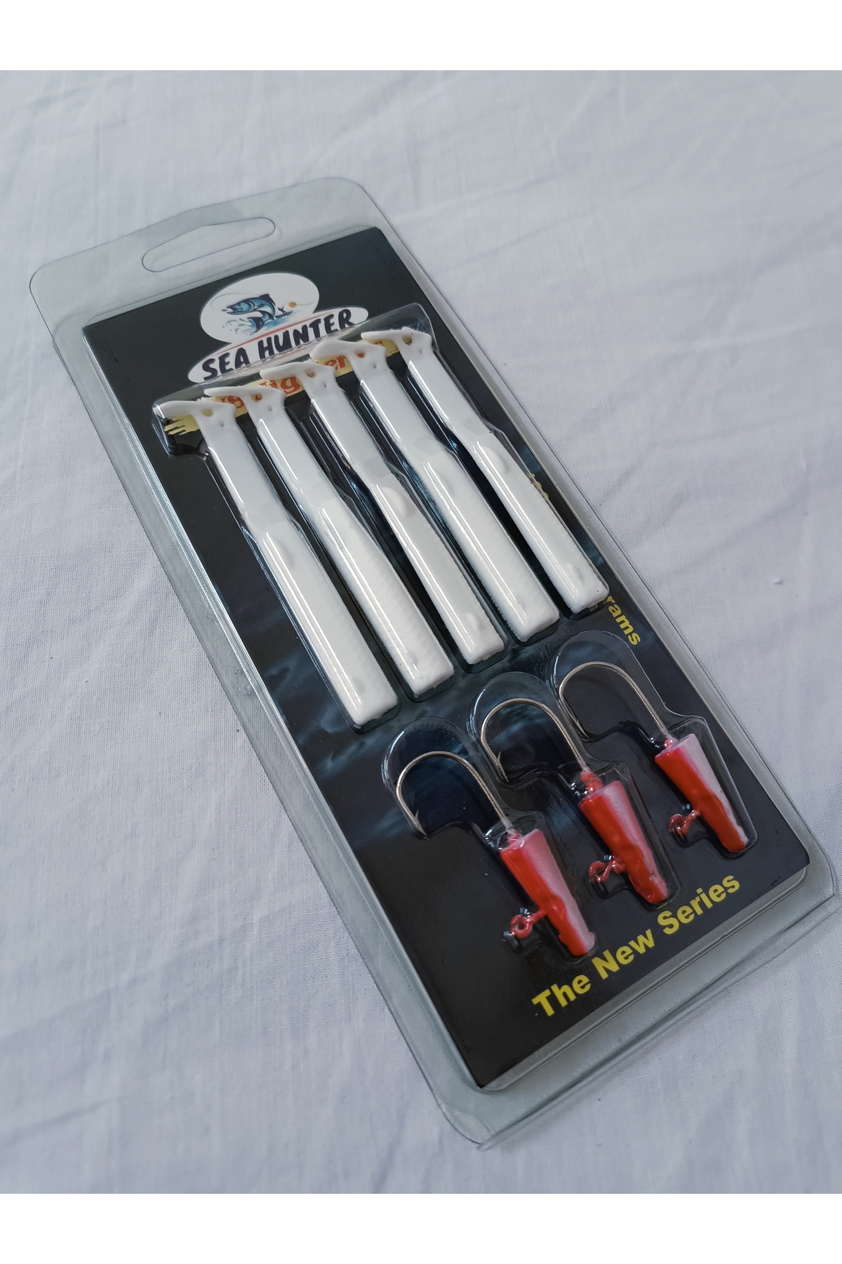 SEA HUNTER V8 Jig Series 10 cm 10 gr Silikon Yem UV BEYAZ 5 pcs