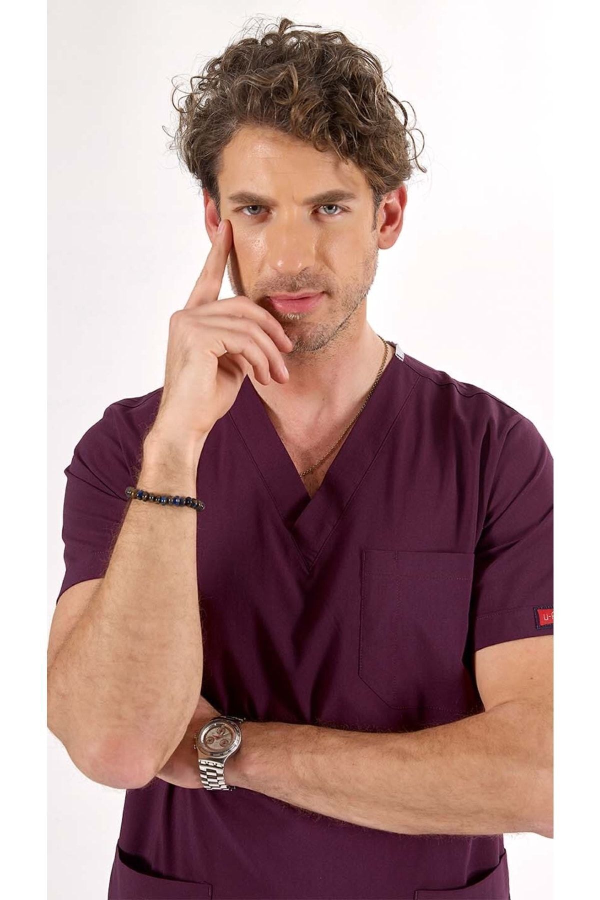 Uçak Medikal-Plum U-Flex Lycra Scrubs Set 1