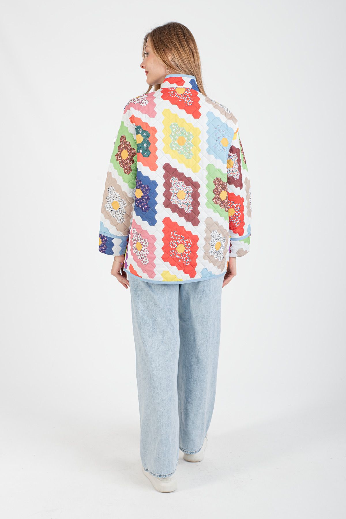 Hatun Atila-Hatunatila Patterned Quilted Jacket with Pockets - 7656-4 5