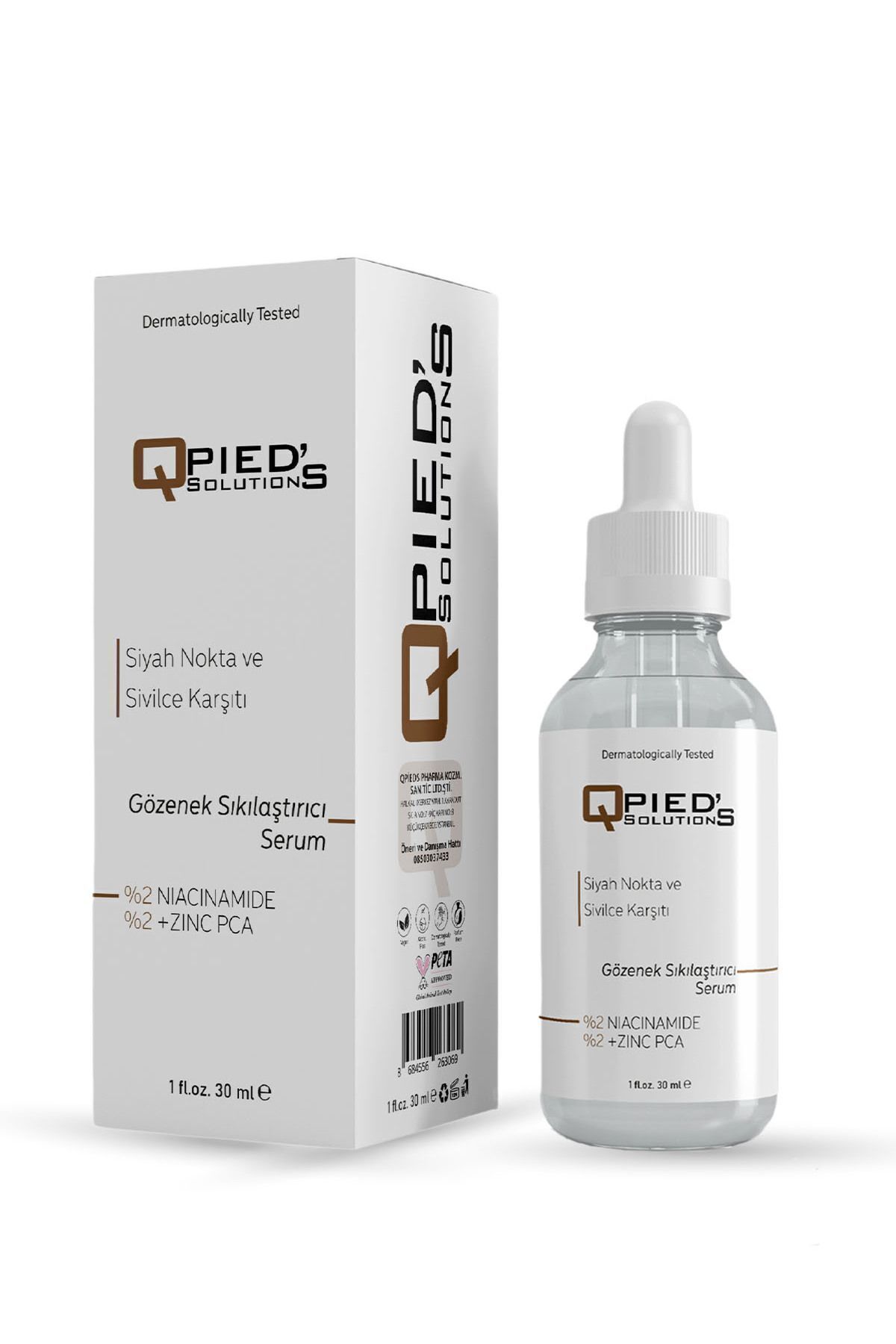 ضد آکنه (Niacinamide6%+ZincPca)، رطوبت شدید. هیالورونیک اسید 2% B5 و ویتامین C روشن کننده 10% Qpieds Solutions