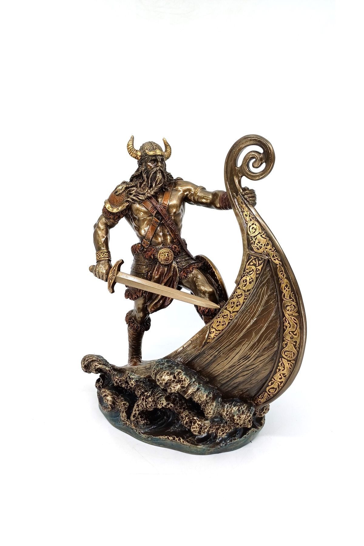 ITSOLD Viking Gemisinde Vikingli Savaşçı Biblo | Viking Dekoratif