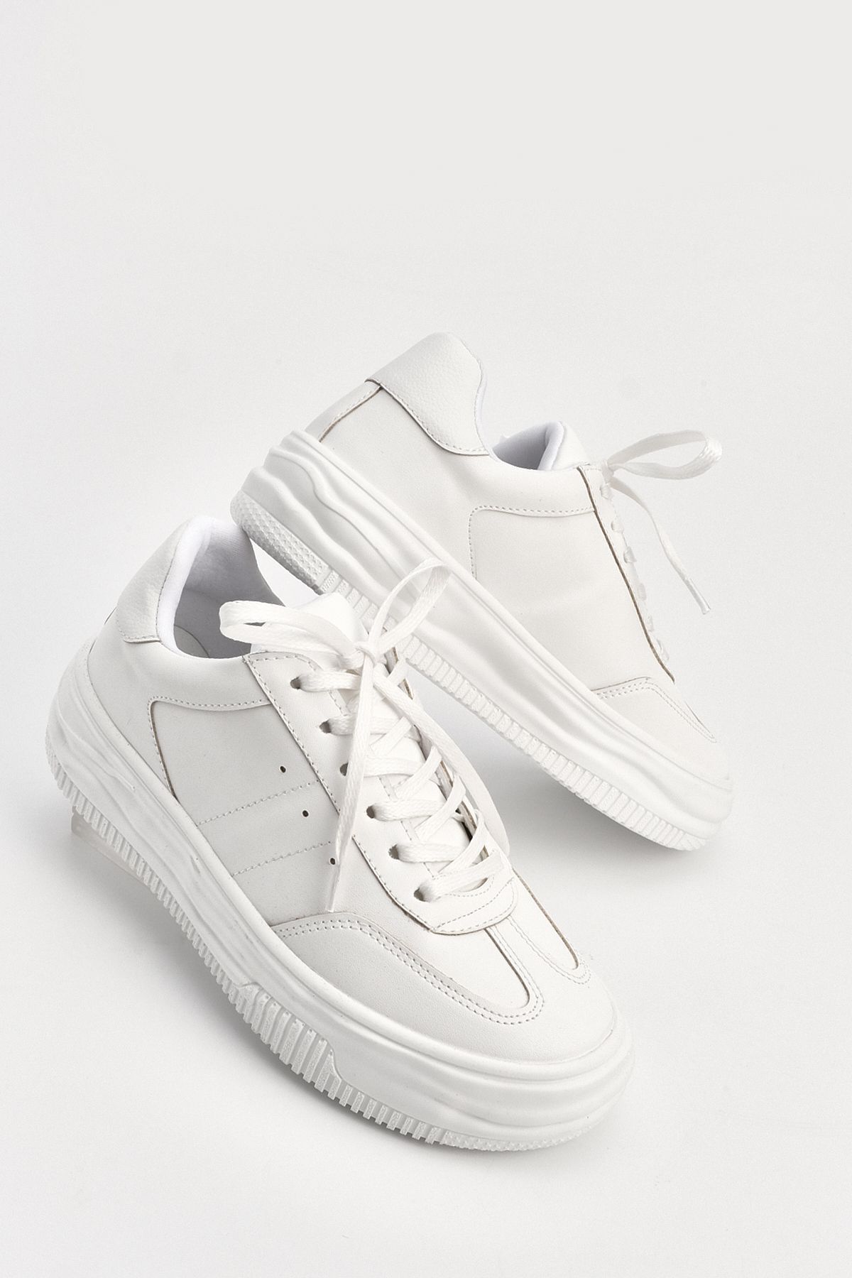 Marjin-Women's Sneakers Thick Sole Lace-Up Sports Shoes Dorete White 1