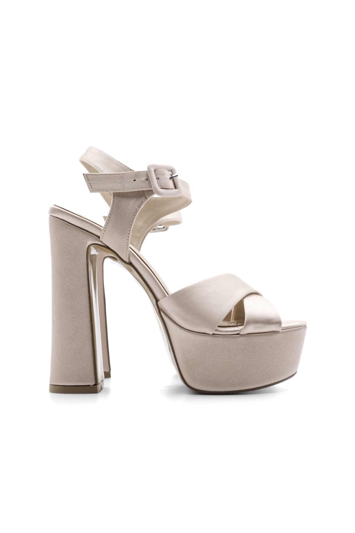 Marjin-Damen Plateauschuhe mit Absatz Abendschuhe Hochzeitsschuhe Barve Beige Satin 3