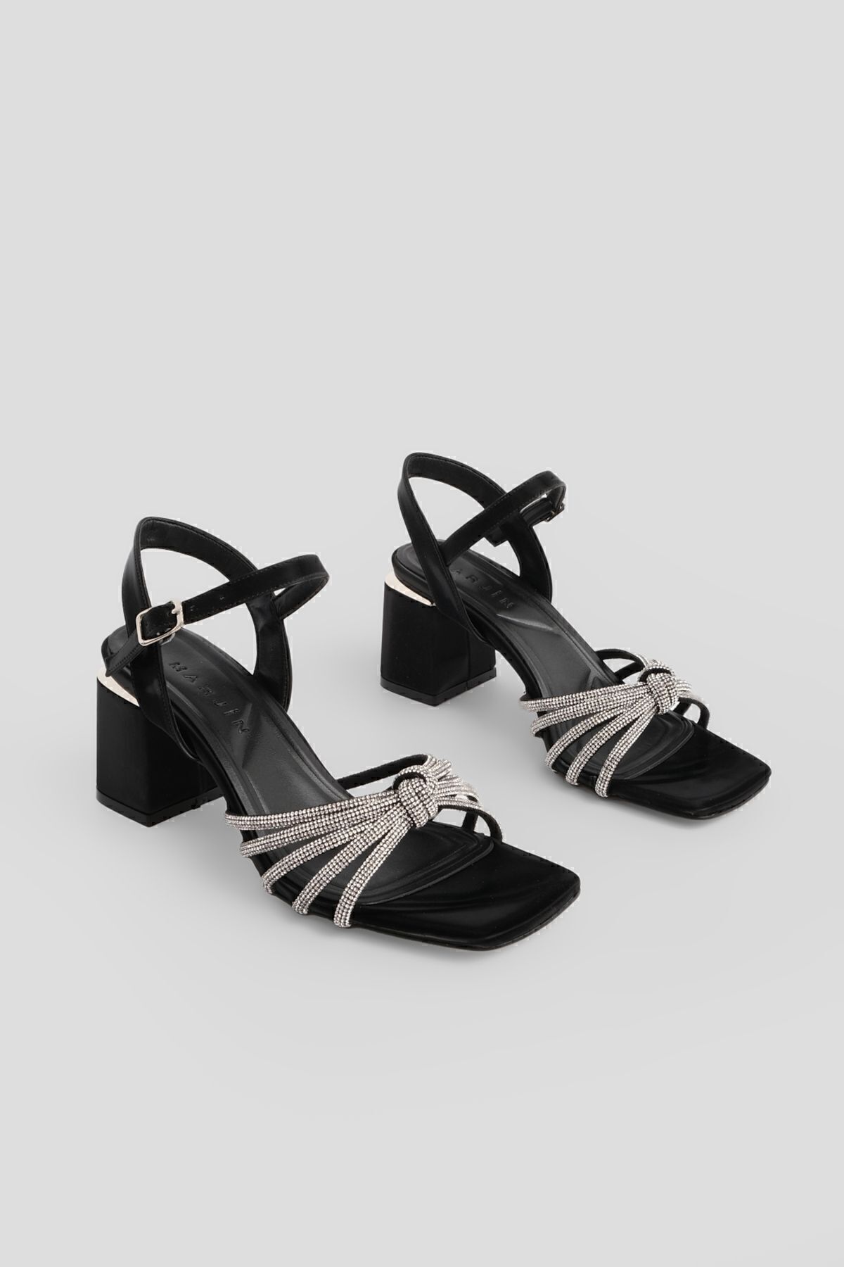 Marjin-Damen Abendschuhe mit Schmucksteinen und Absatz Tayla Schwarz 4