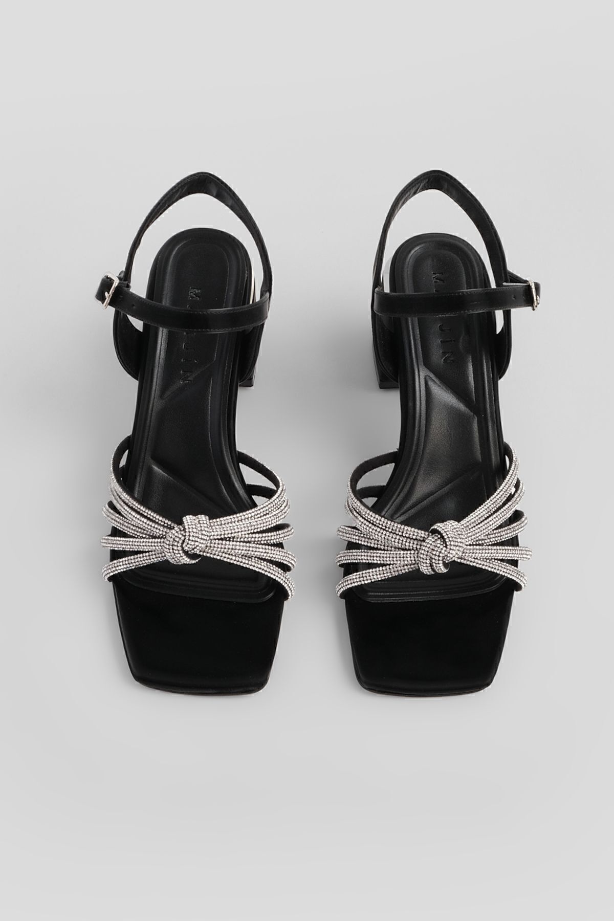 Marjin-Damen Abendschuhe mit Schmucksteinen und Absatz Tayla Schwarz 5
