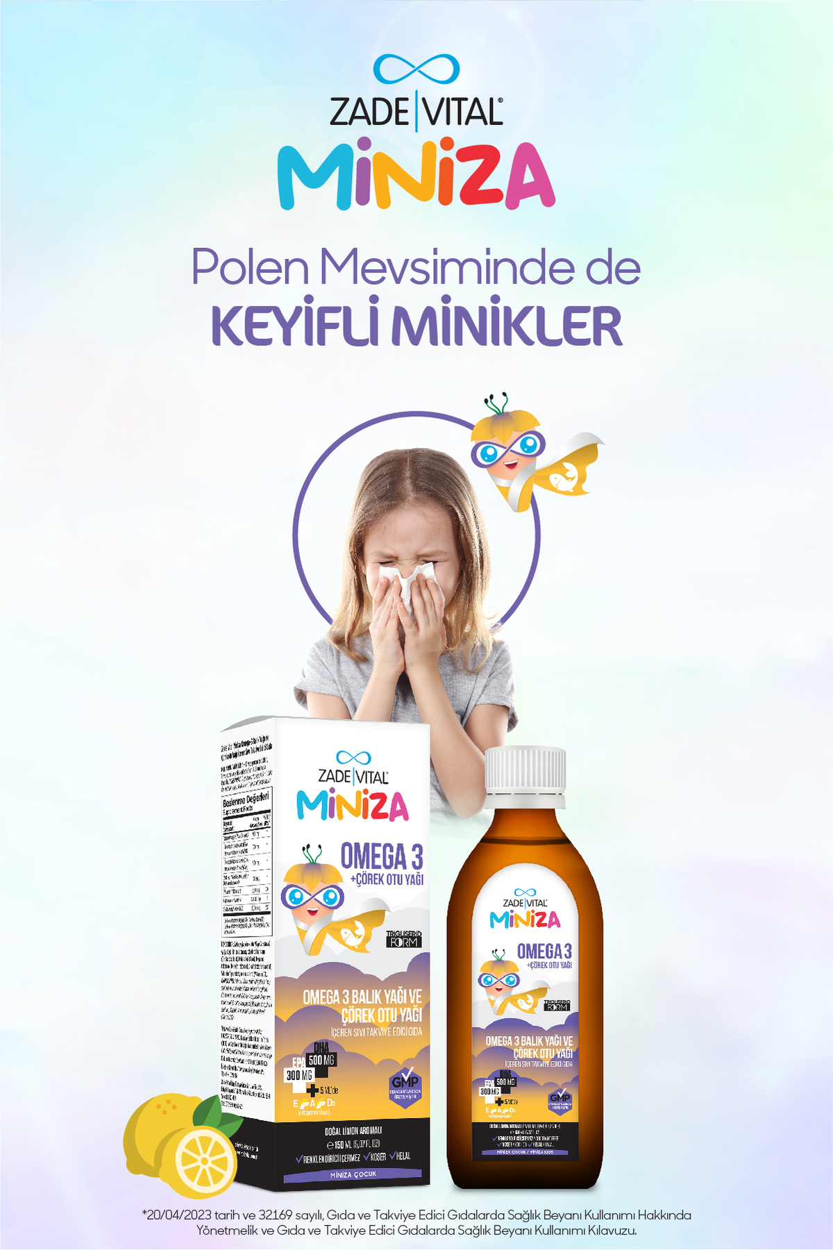 Zade Vital Miniza Omega 3-Çörek Otu Yağı İçerikli Sıvı Takviye