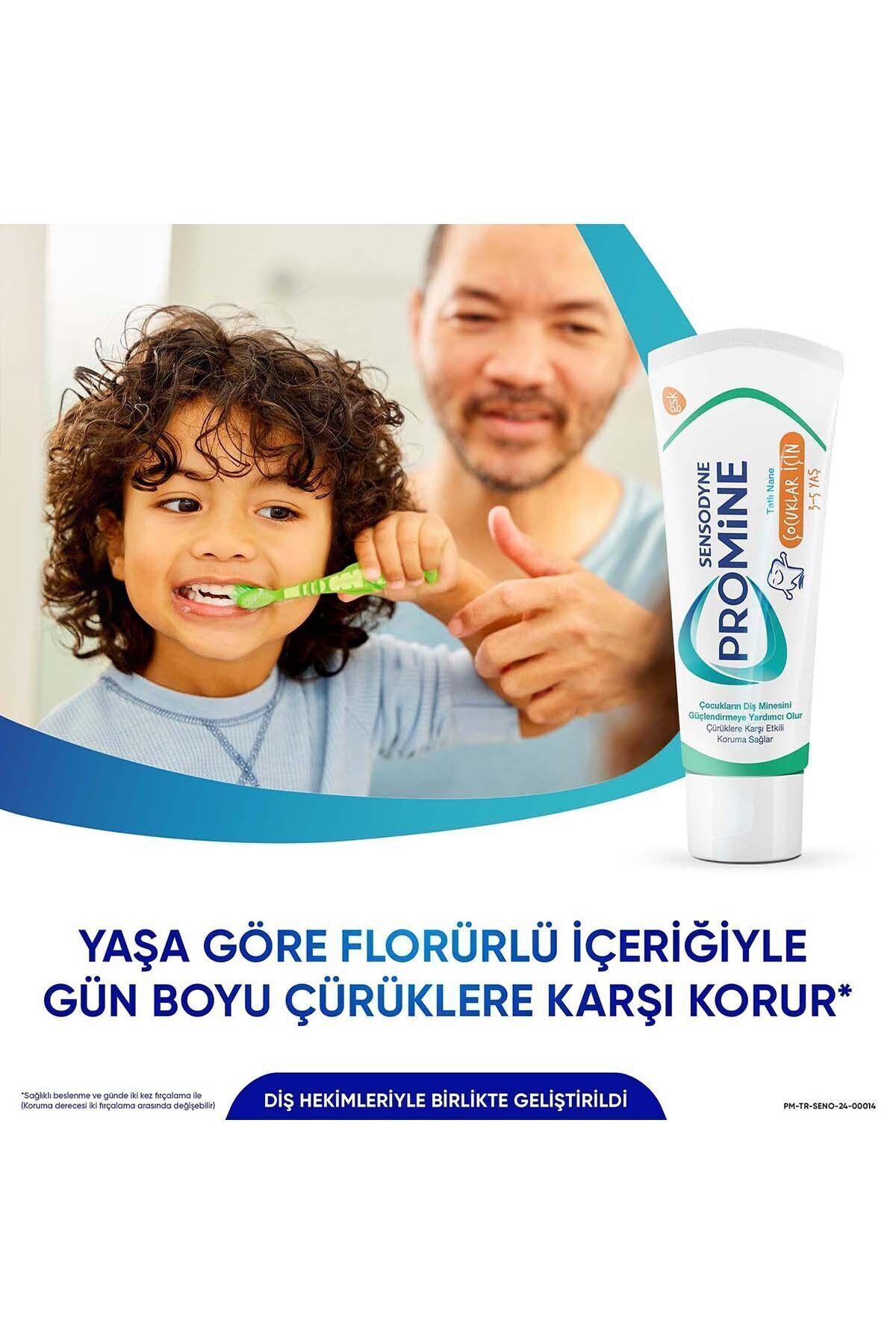 Sensodyne Promine 3-5 Yaş Çürüklere Karşı Koruyan Çocuk Diş Macunu 50ml+Timsahlı Yumuşak Diş Fırçası fotoğrafı 3 (önizleme)