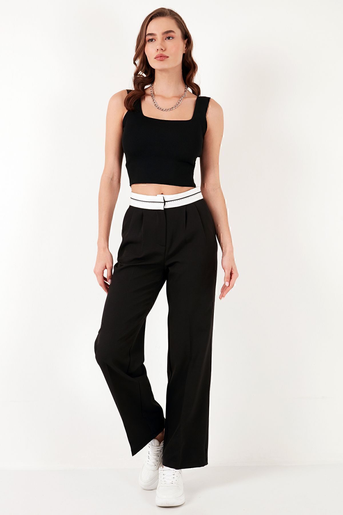 Lela-High Waist Wide Leg Trousers - Regular Fit Pant 611Pl061 1