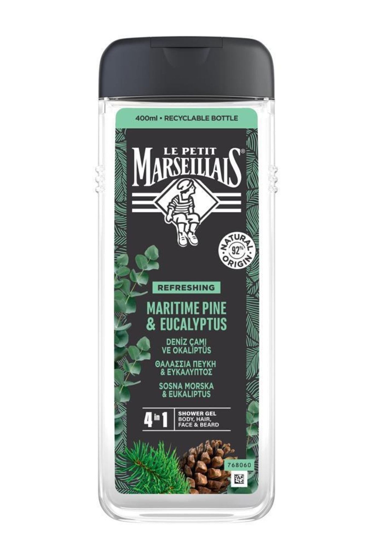 ژل دوش 400 میلی لیتری Lpm مردانه کاج و اکالیپتوس Le Petit Marseillais