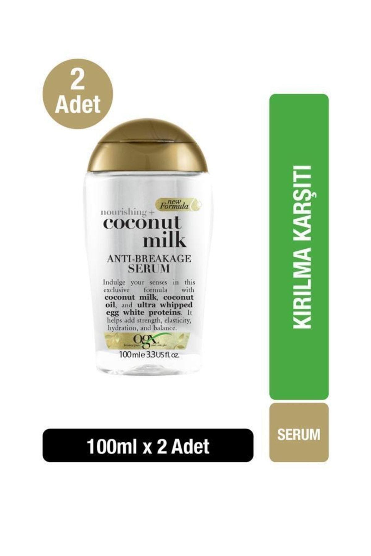 OGX Coconut Milk Serum Nourishing and Anti-Breakage, 100 ml X2