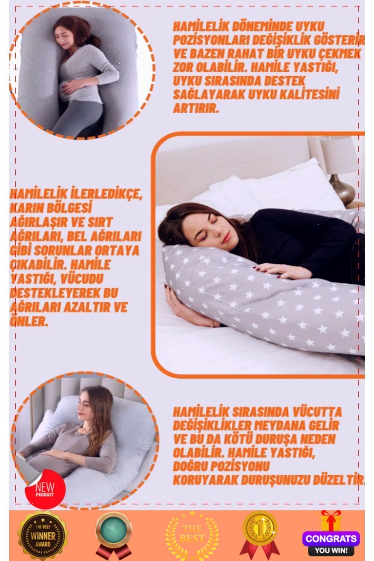 OMZ Hamile Yastığı Destekli Emzirme Minderi Bacak Arası Yastıgı Hamile Uyku Yastığı fotoğrafı 2 (önizleme)