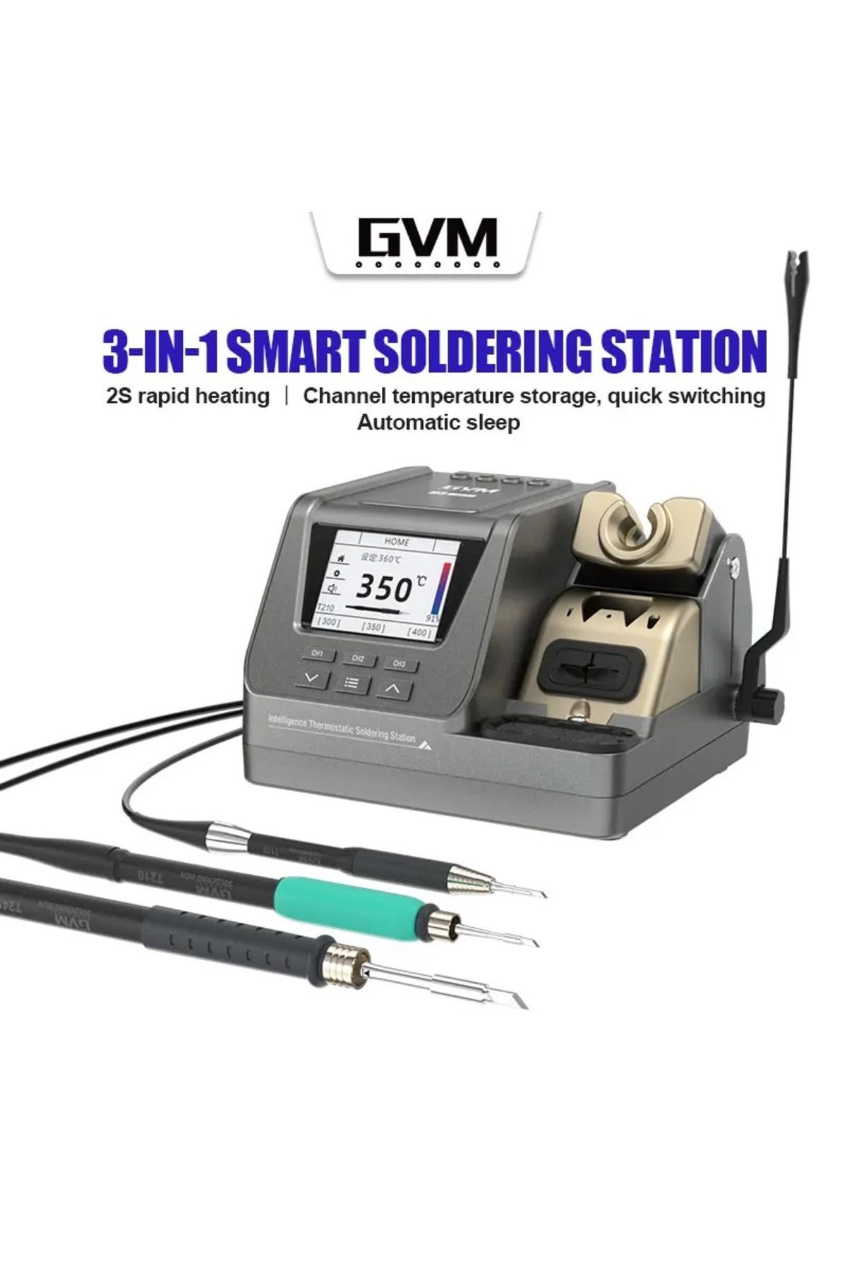 Genel Markalar Gvm H3 Akıllı Lehim Istasyonu Havya 3kollu (t115-t210-t245 3 Kol 3 Uçlu Kutu )