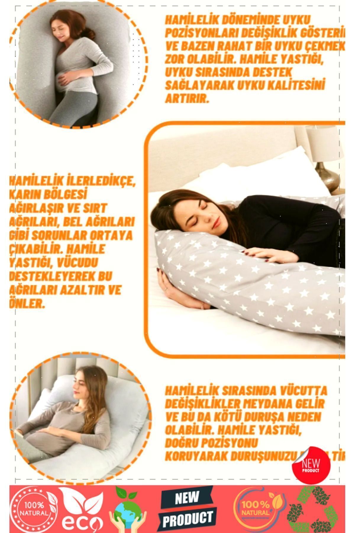 OMZ Fonksiyonel Yıkanabilir Kılıflı Hamile Ve Emzirme Yastığı Hamile Uyku Yastığı fotoğrafı 2 (önizleme)