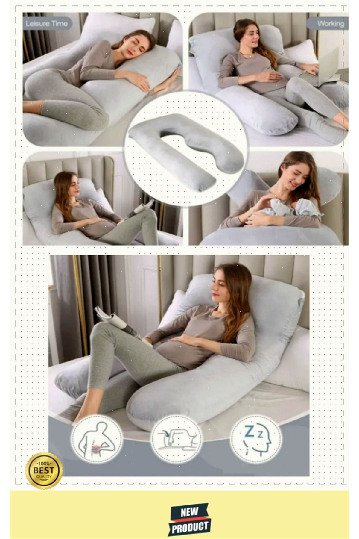 OMZ Baş Boyun Sırt Karın Destekli Çıkarılabilir Kılıflı Hamile Yastığı fotoğrafı 6 (önizleme)